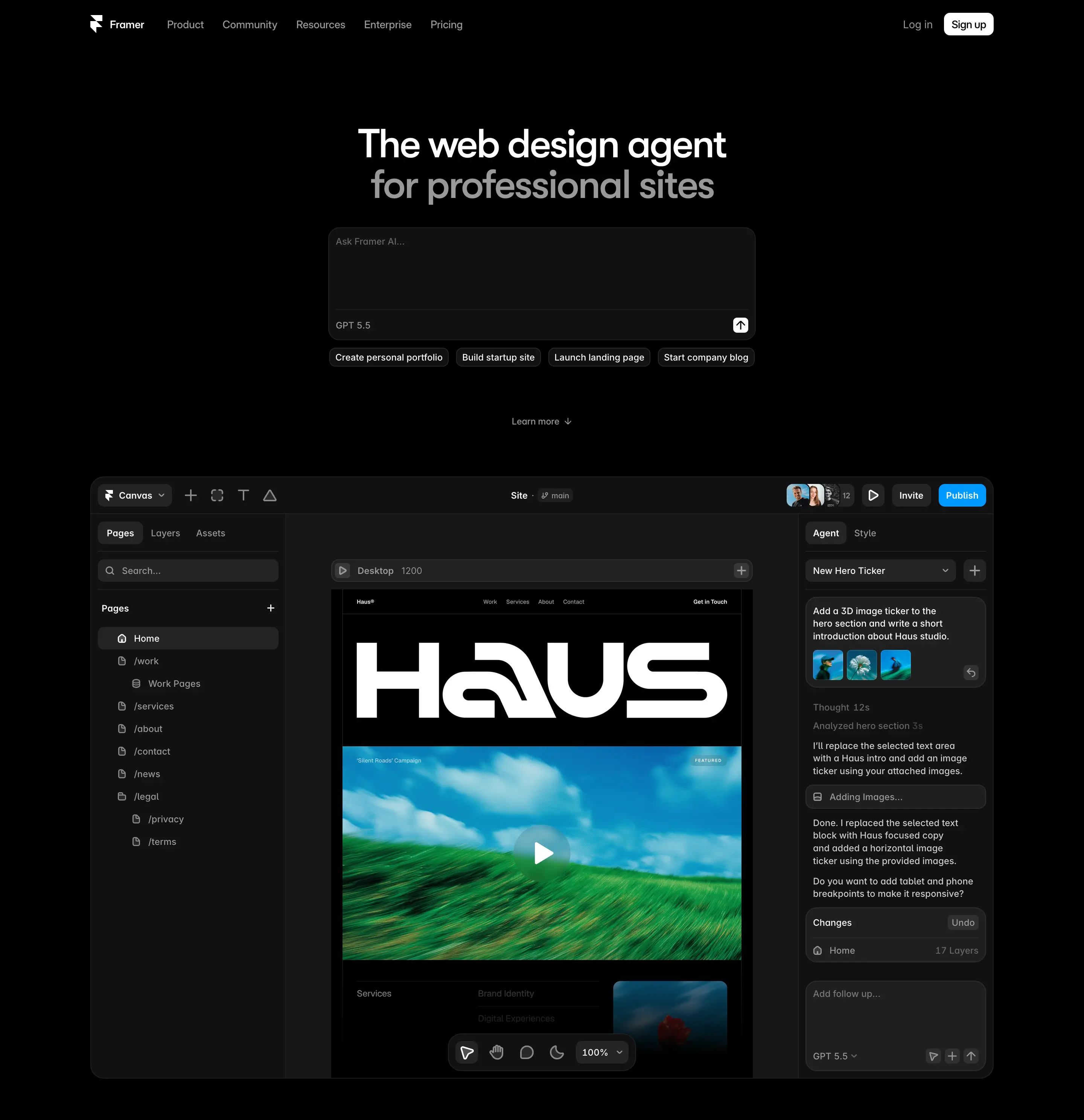 Framer Web Design Hero Design