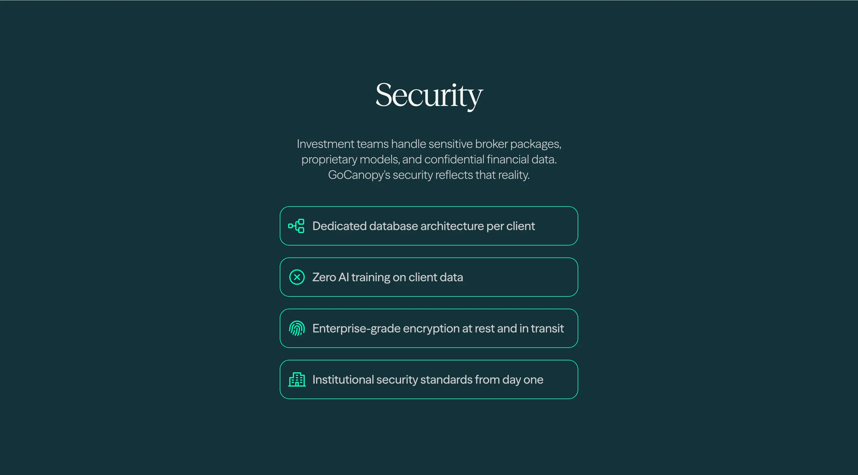 GoCanopy Security Feature List Design