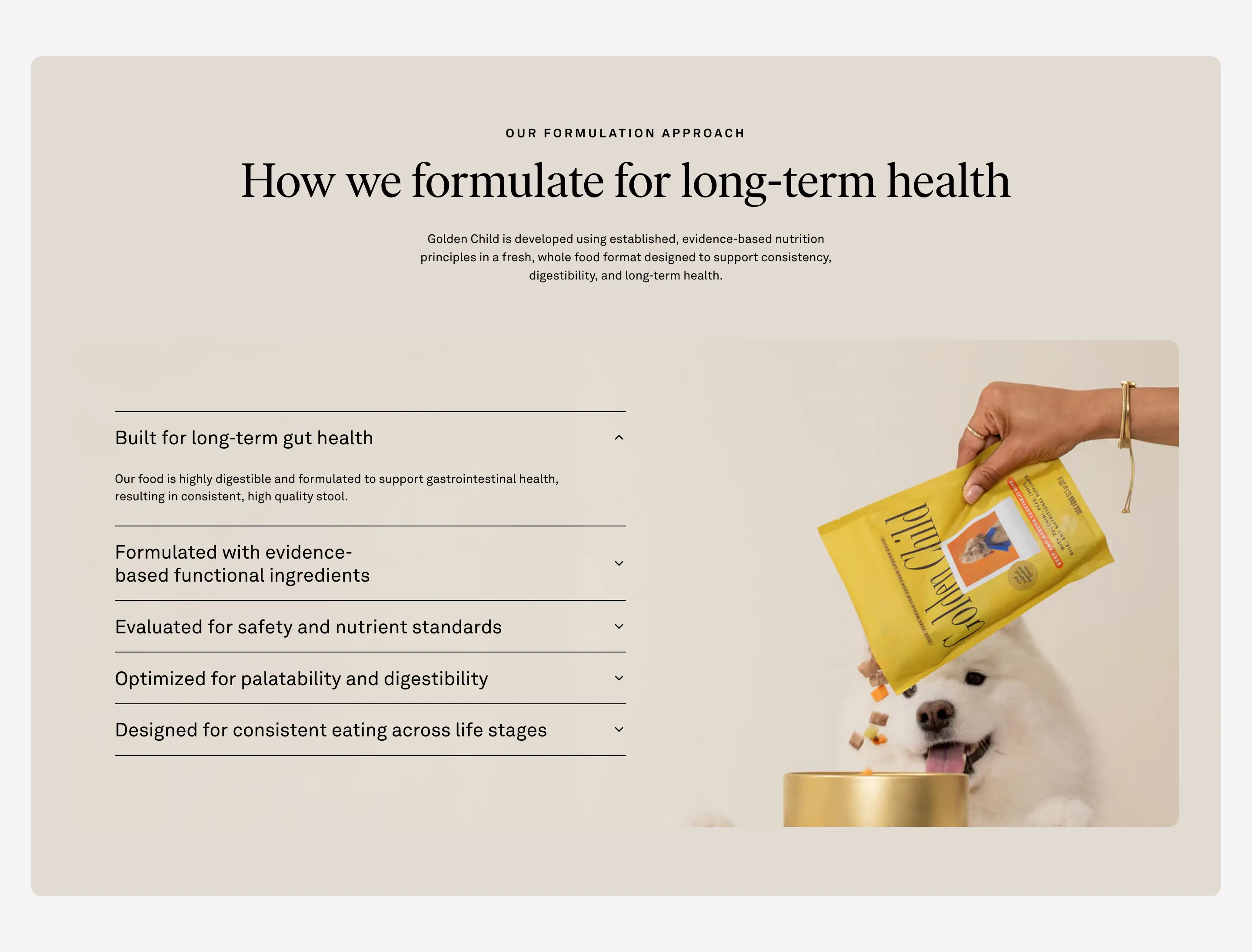 Golden Child Formulation Feature Accordion Design