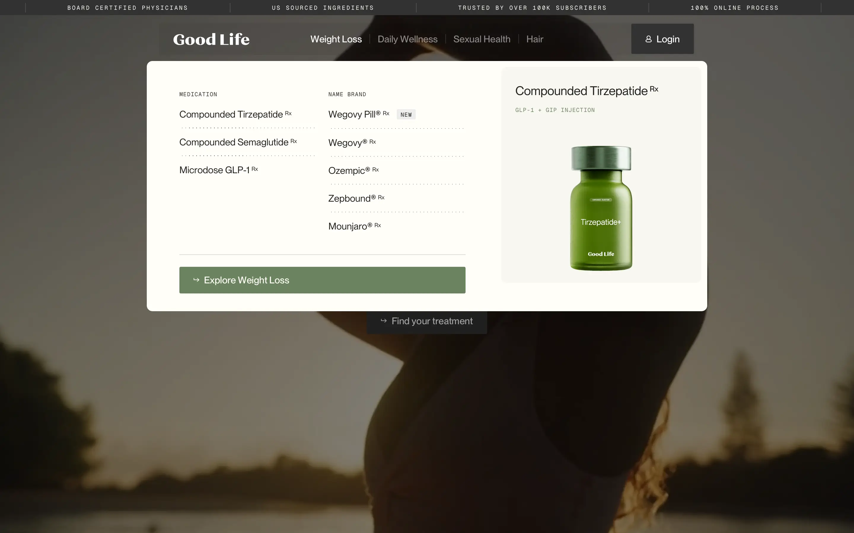 Good Life Medication Options Mega Menu Design