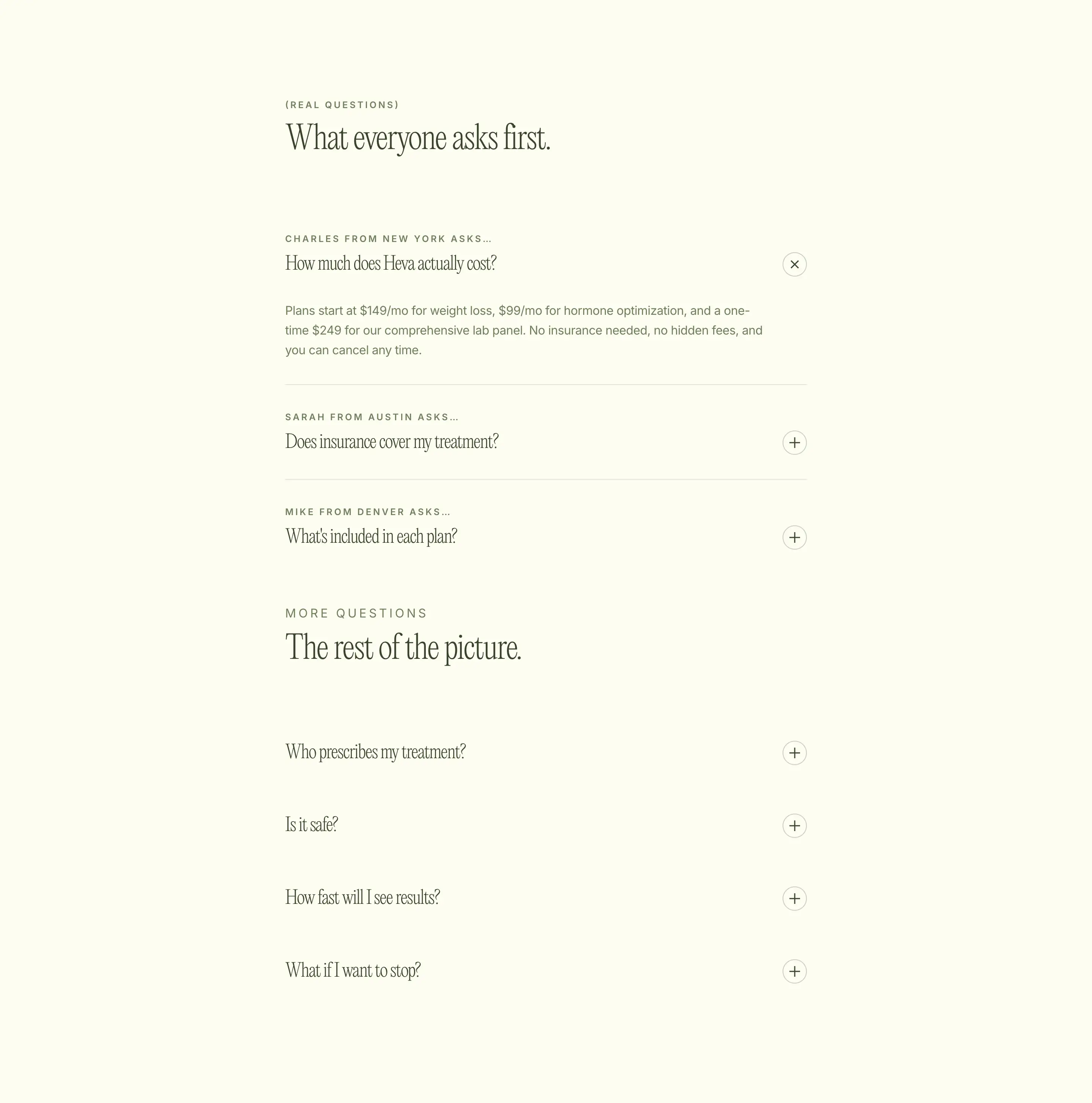 Heva Common FAQ Design