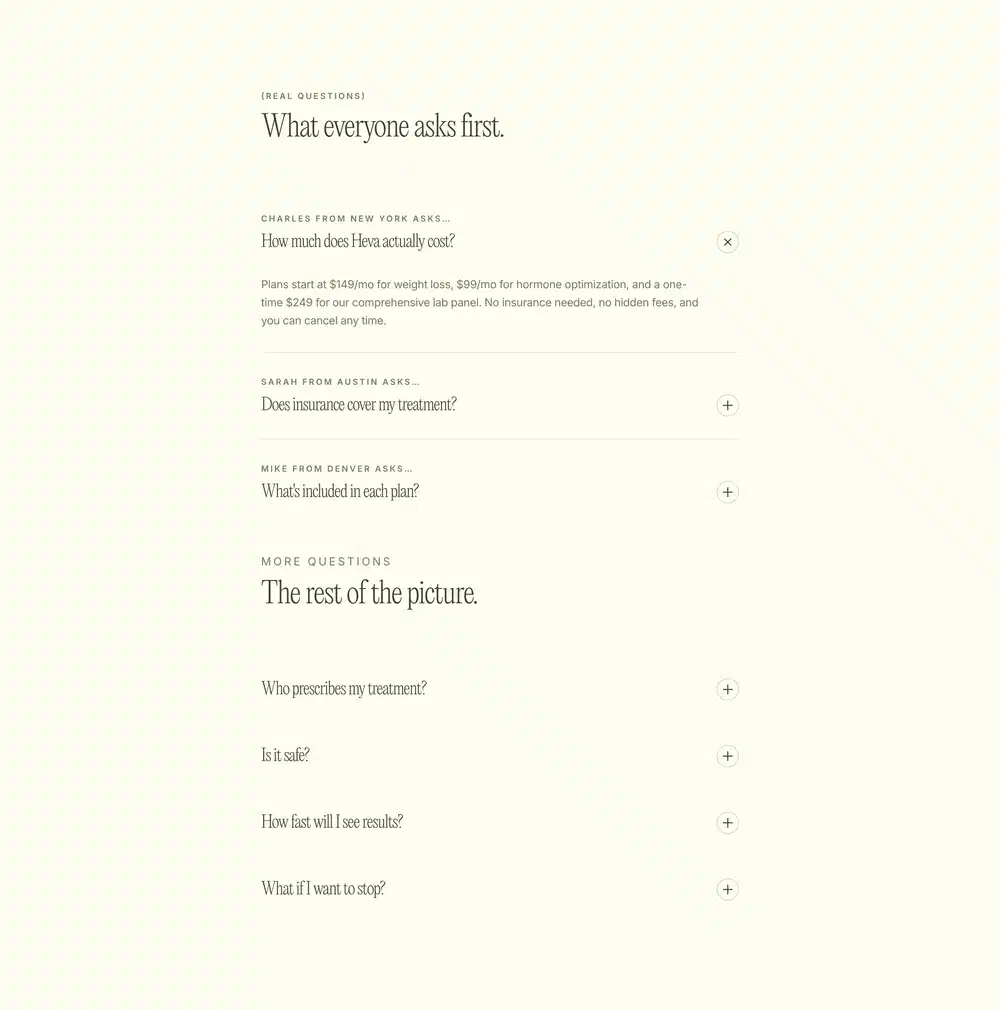 Heva Common FAQ Design