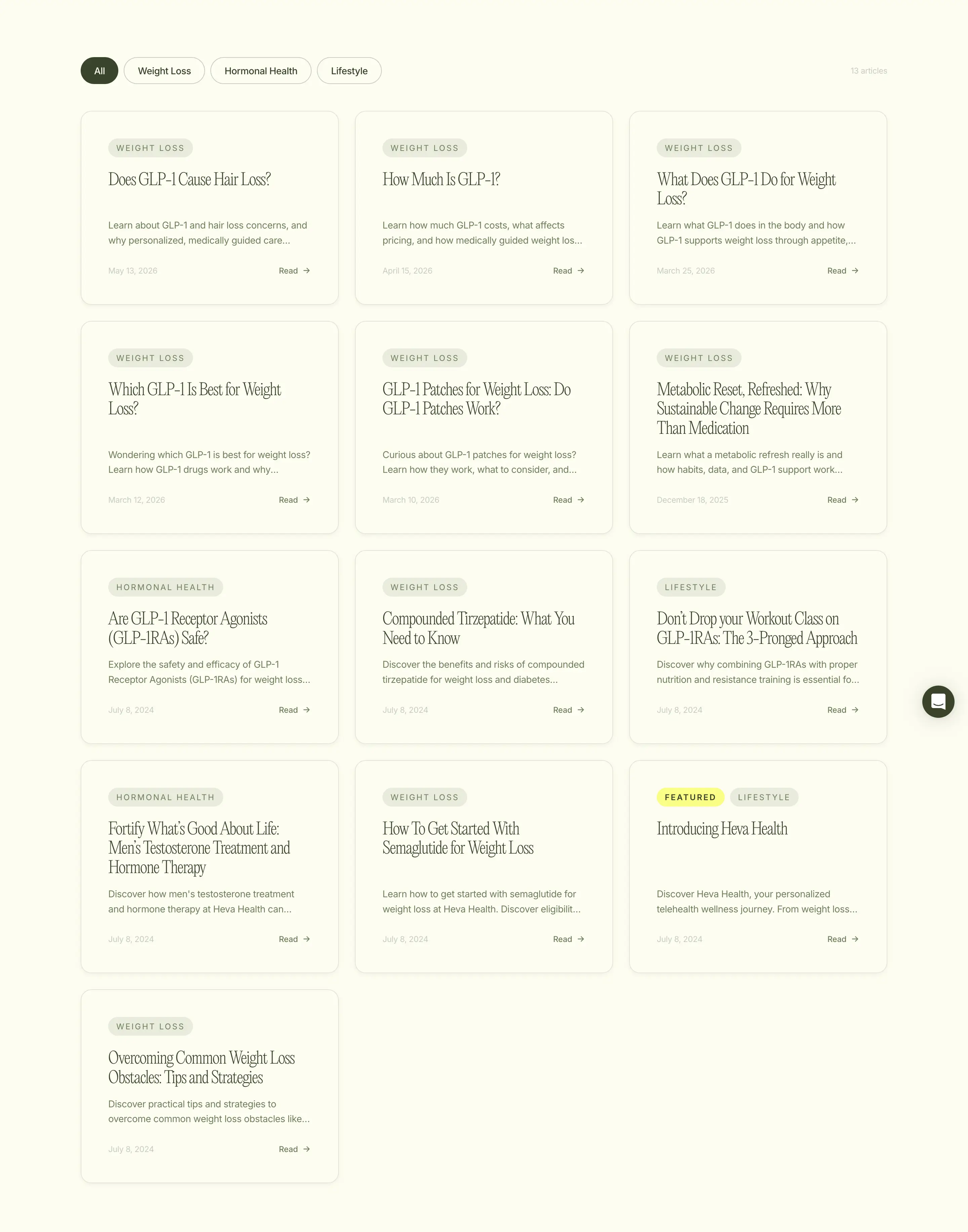 Heva Health Resources Article Grid Design