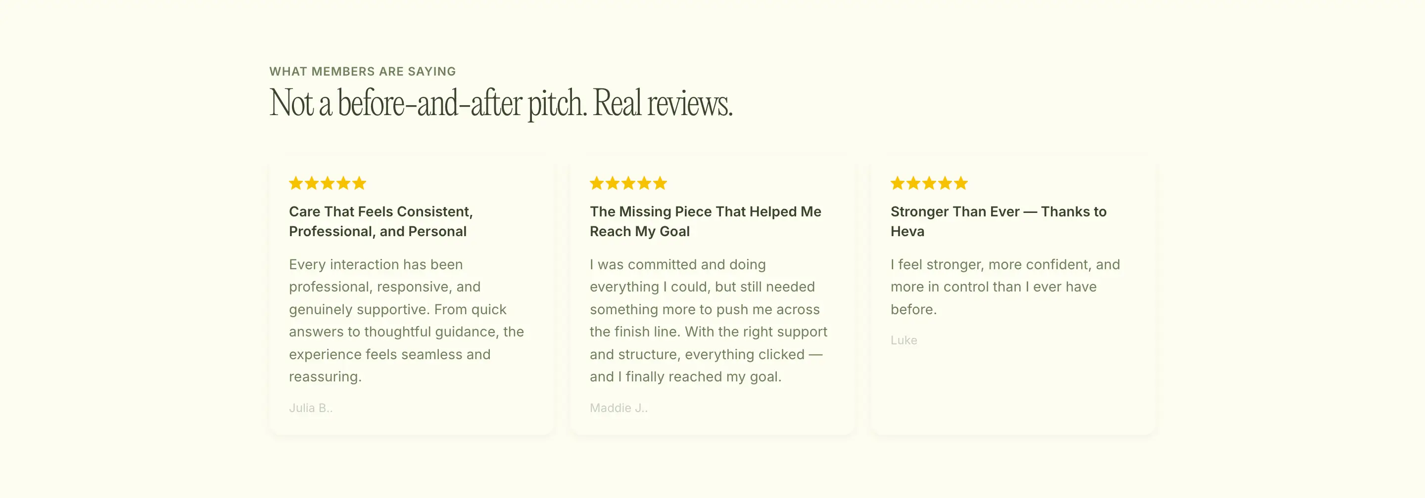 Heva Member Testimonial Design