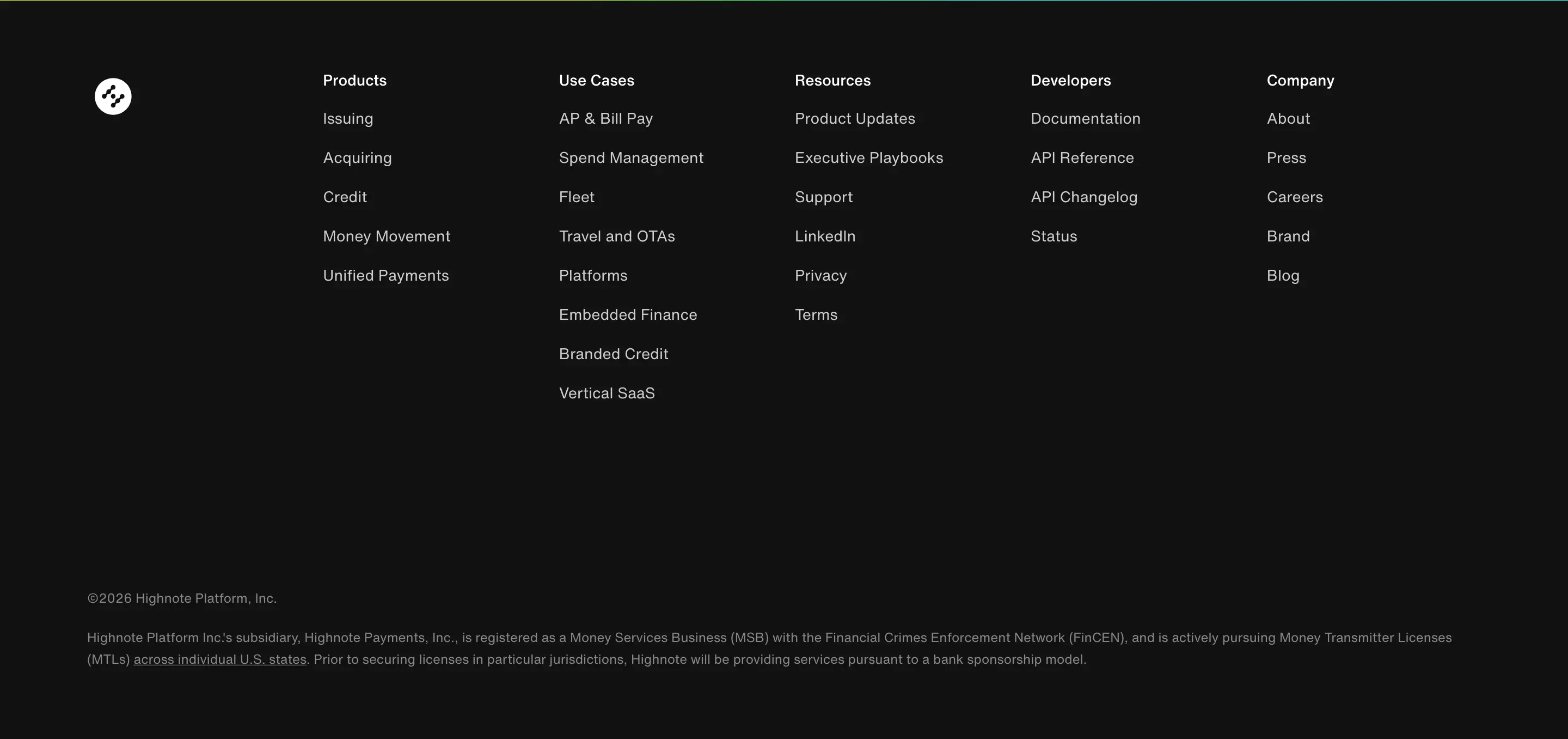 Highnote Corporate Footer Design