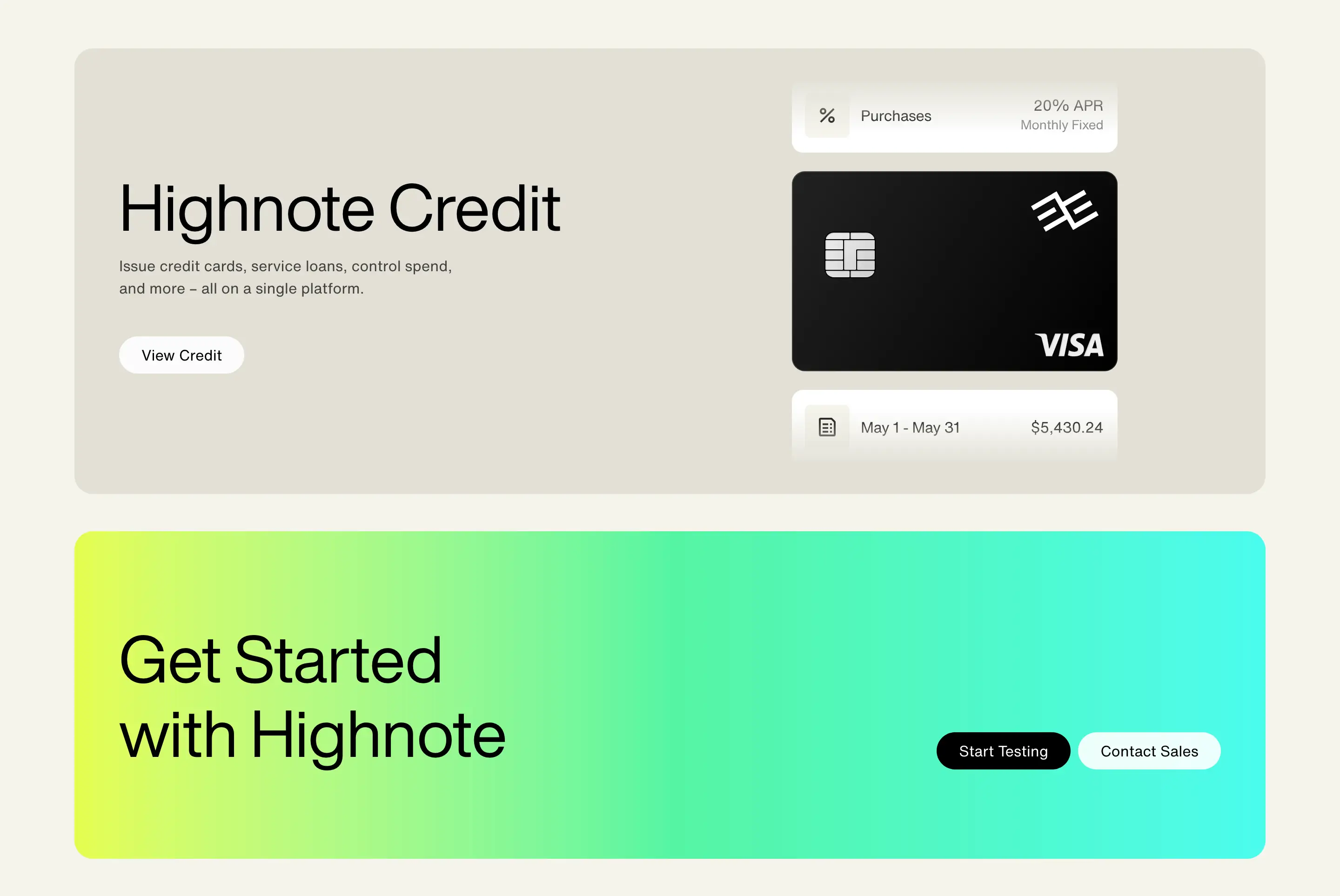 Highnote Credit Feature Design