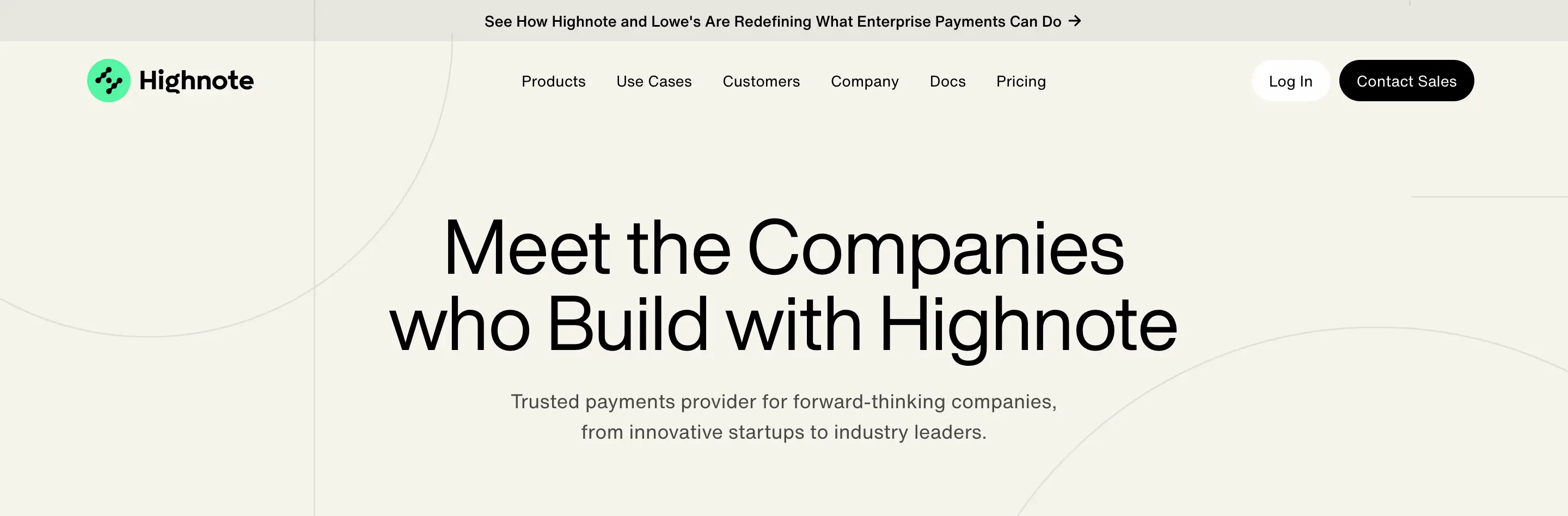 Highnote Customer Header Design