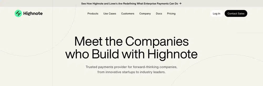 Highnote Customer Header Design