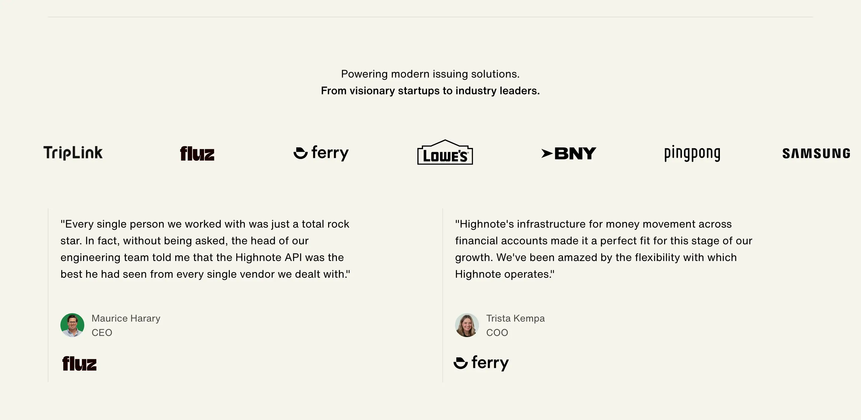 Highnote Customer Testimonial Cloud Design