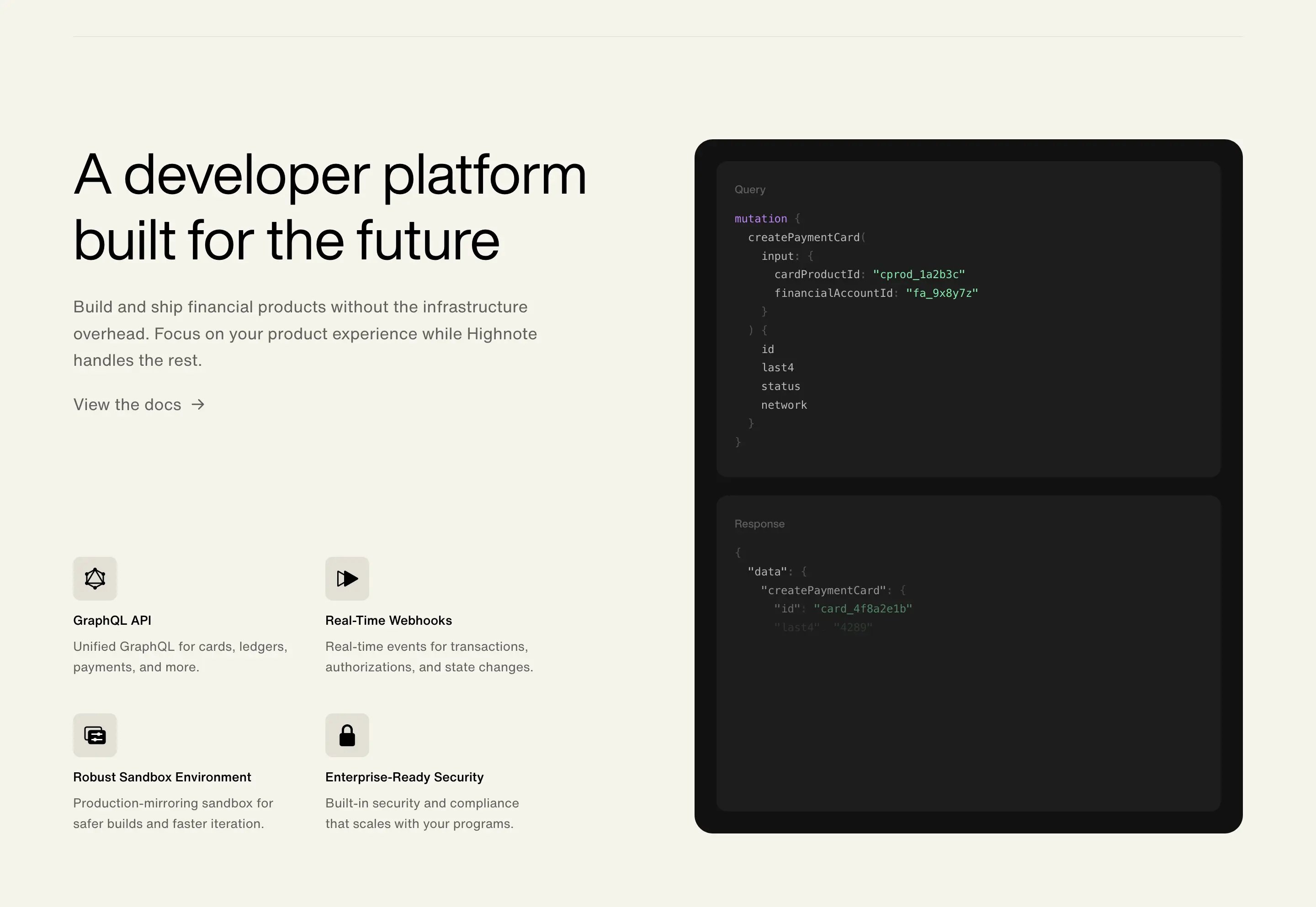 Highnote Developer Feature Design