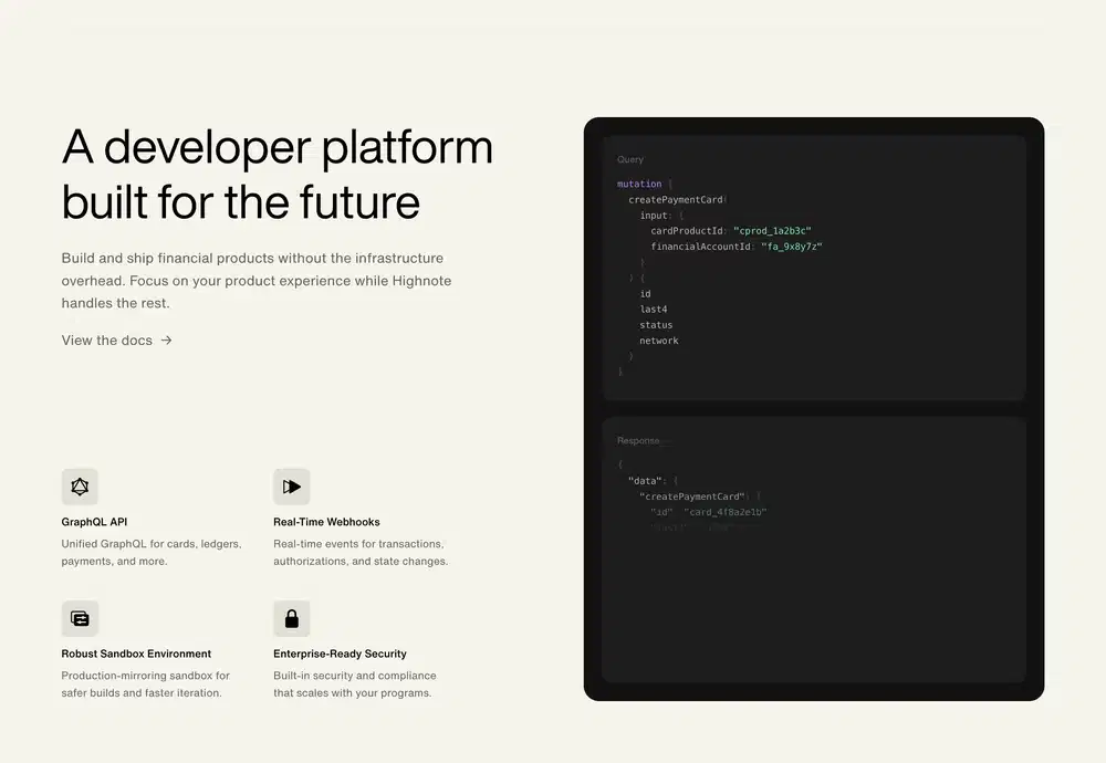 Highnote Developer Feature Design
