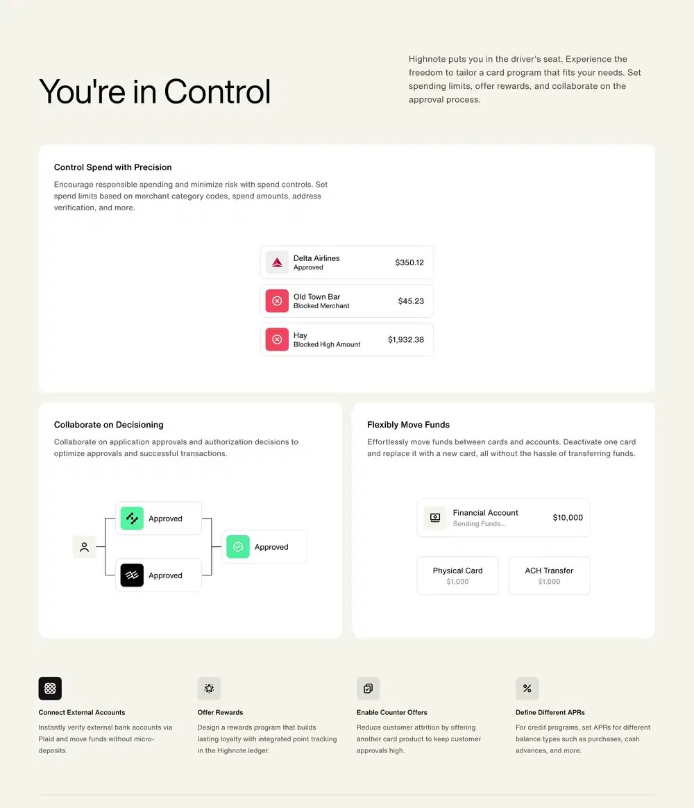 Highnote Spend Control Feature Design