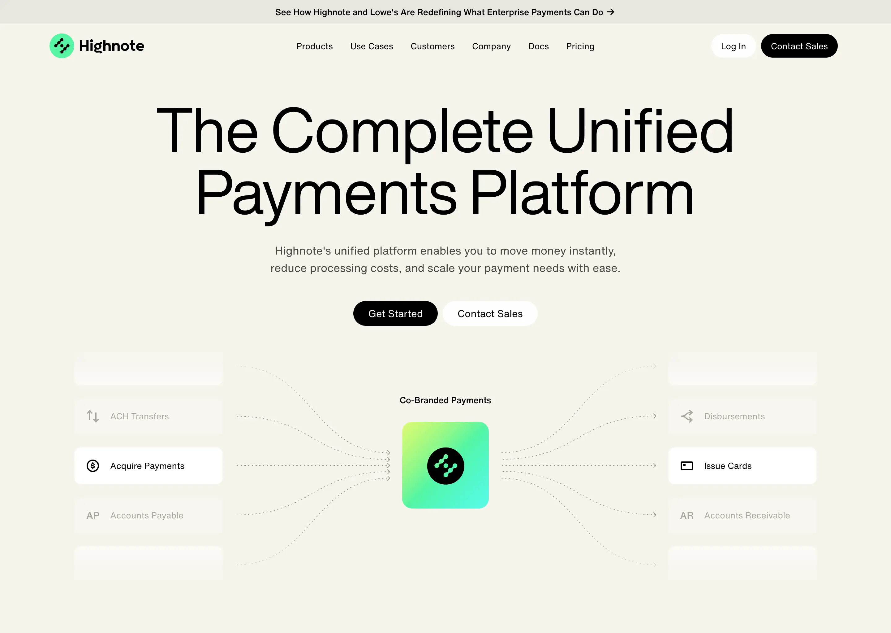 Highnote Unified Payments Hero Design