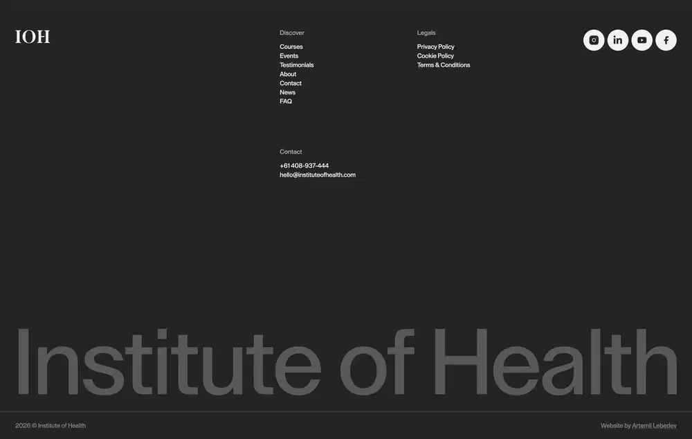 IOH Navigation Footer Design