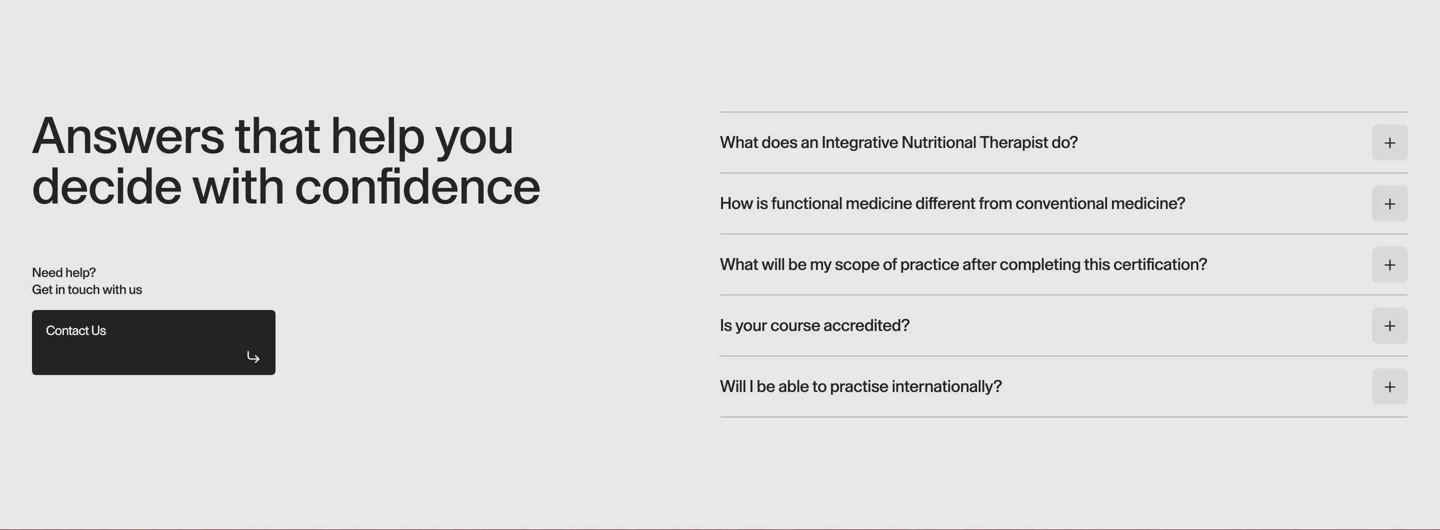 IOH Questions Accordion FAQ Design