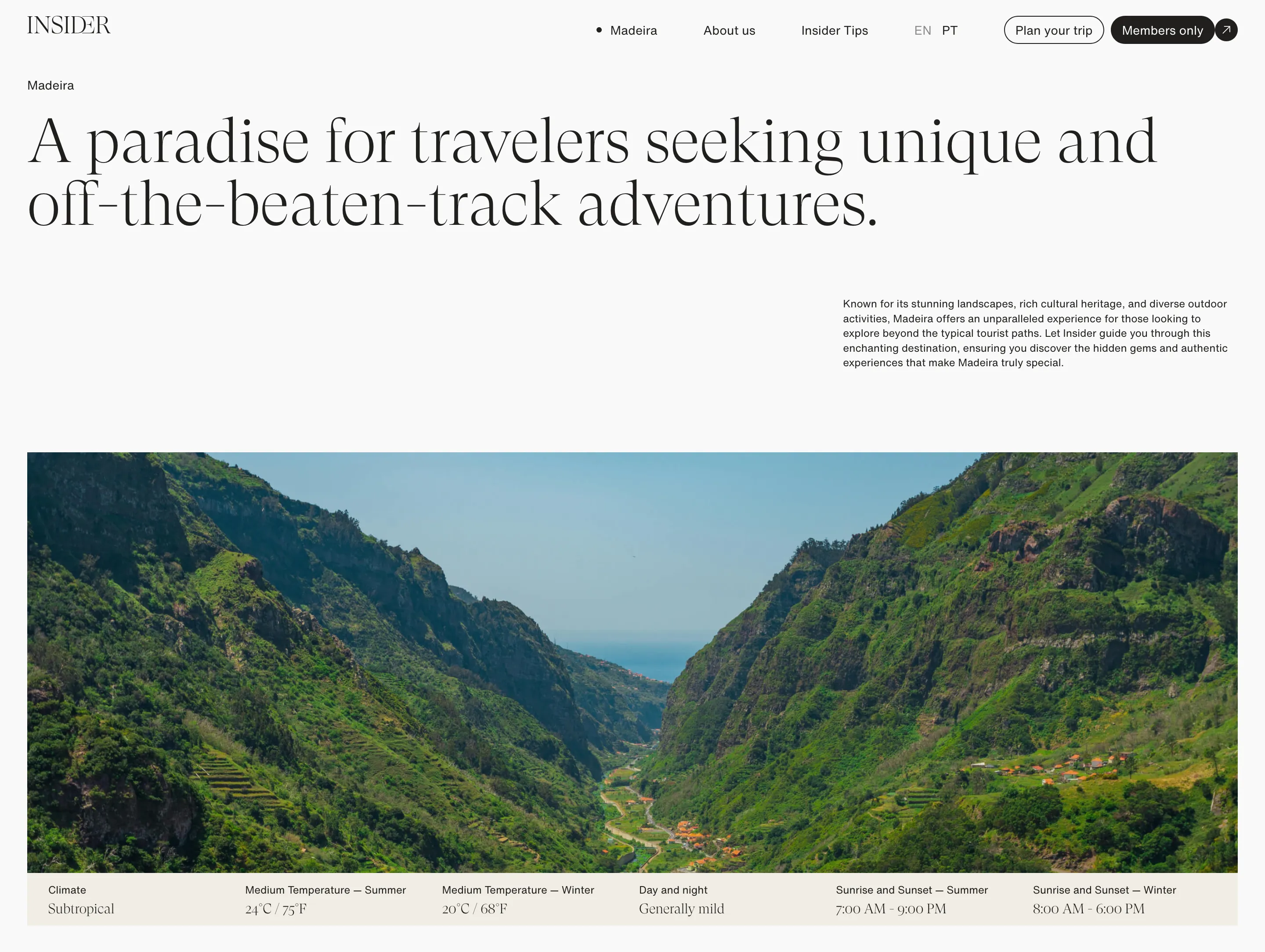 Insider Destination Hero Design