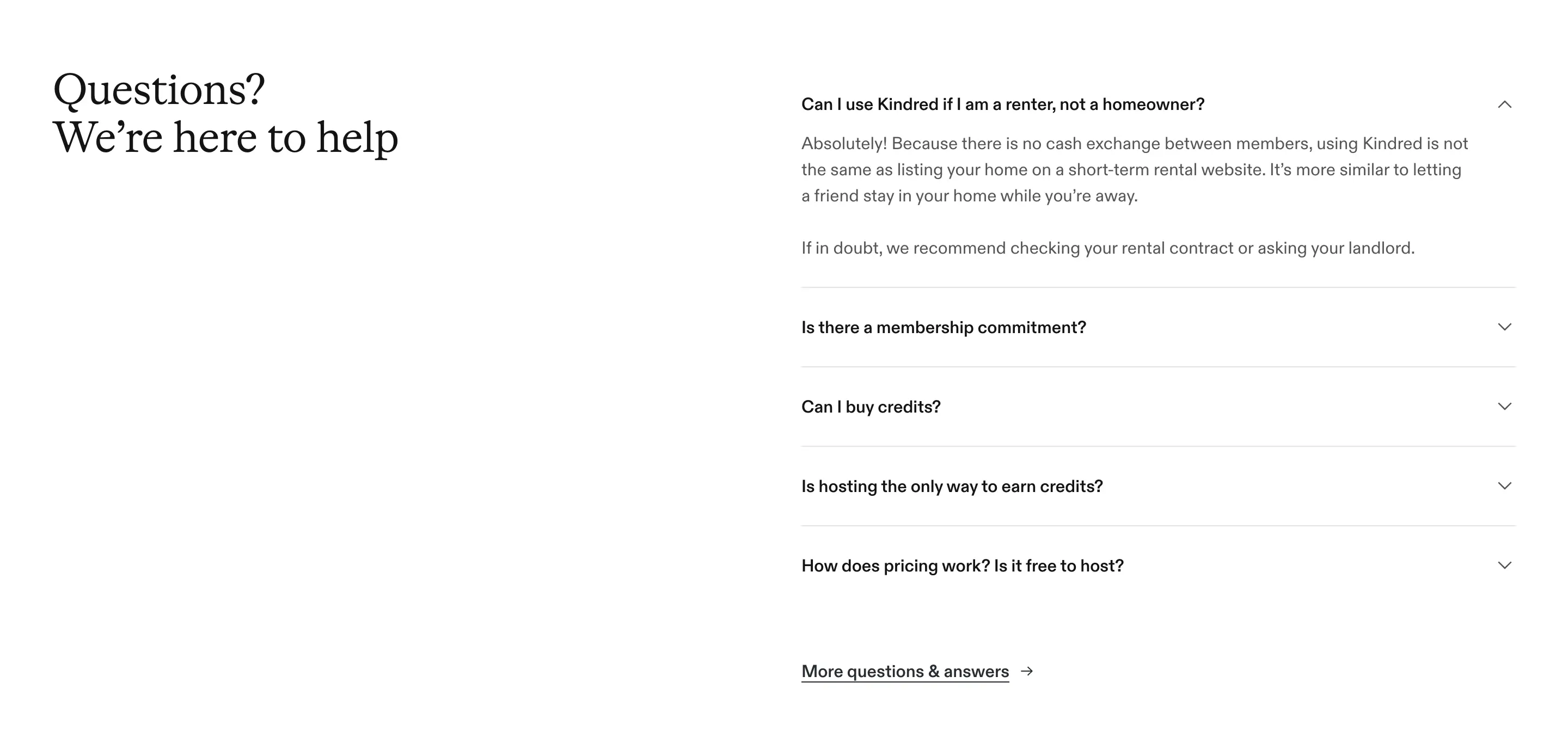 Kindred Support FAQ Design