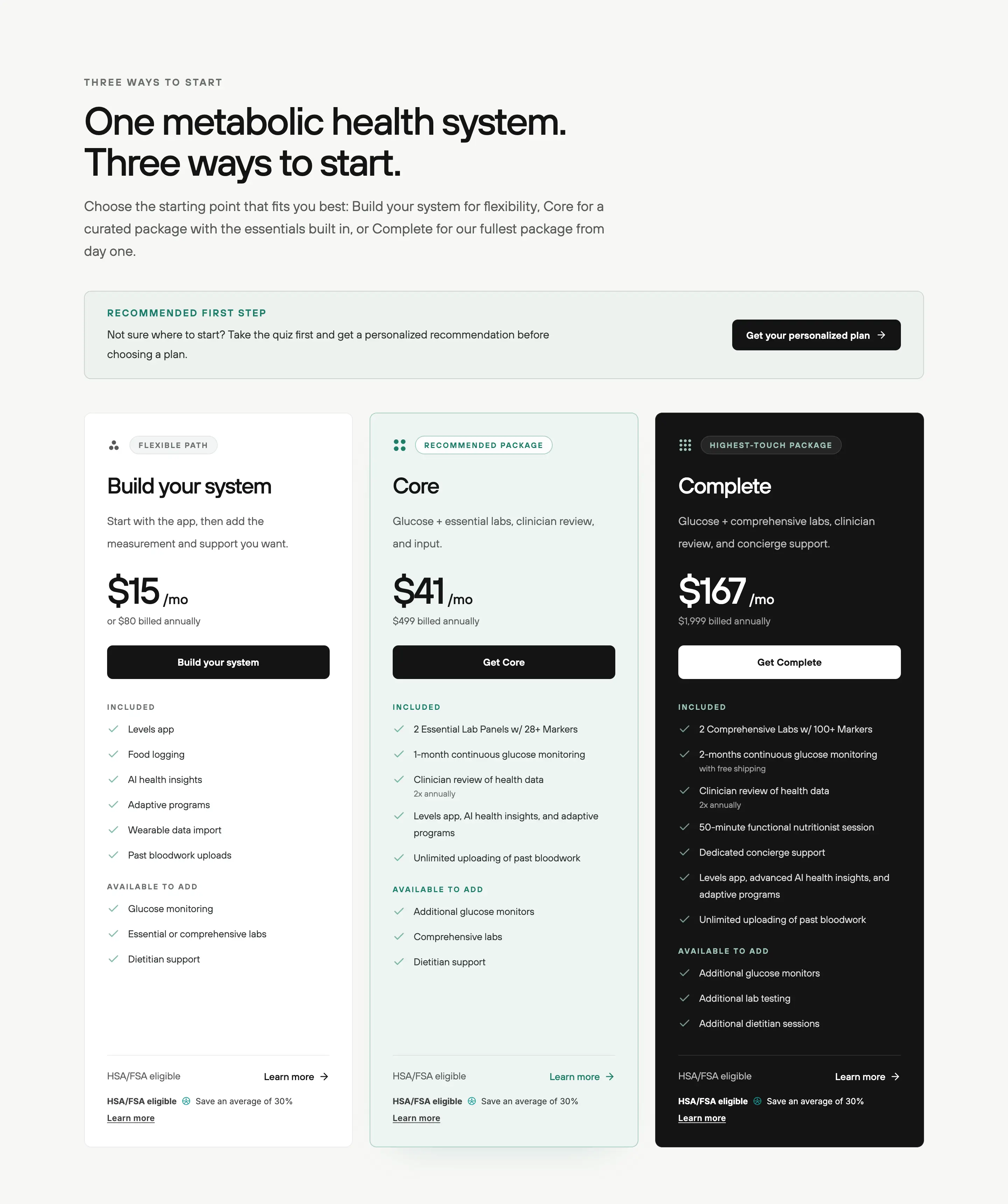 Levels Subscription Pricing Design