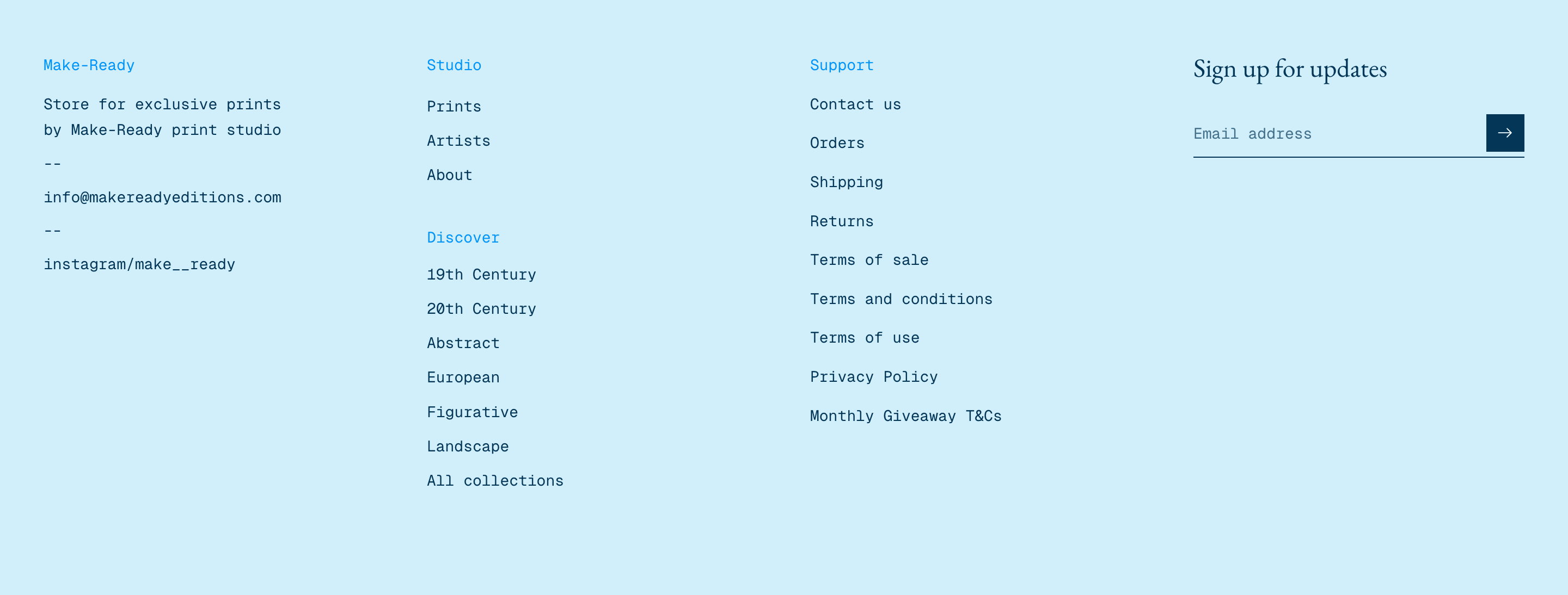 Make-Ready Updates Footer Design