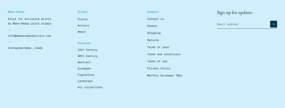 Make-Ready Updates Footer Design