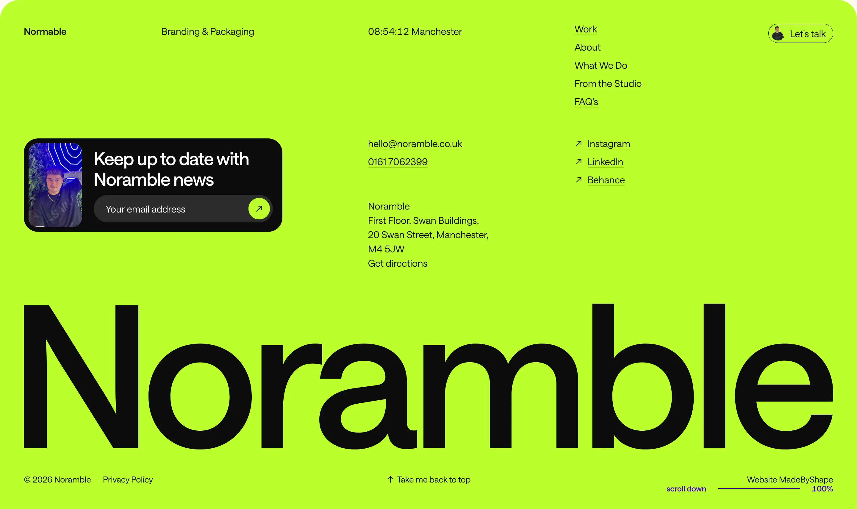 Noramble Brand Footer Design