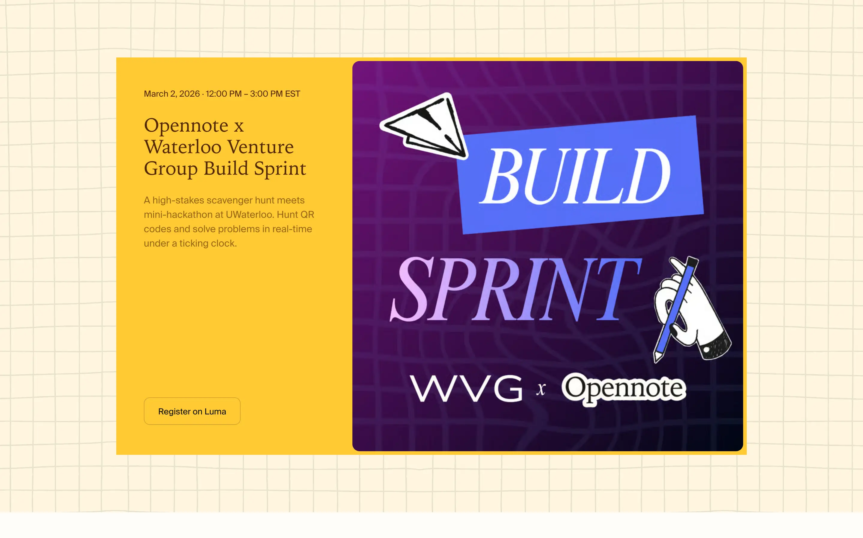 Opennote Event Hero Design