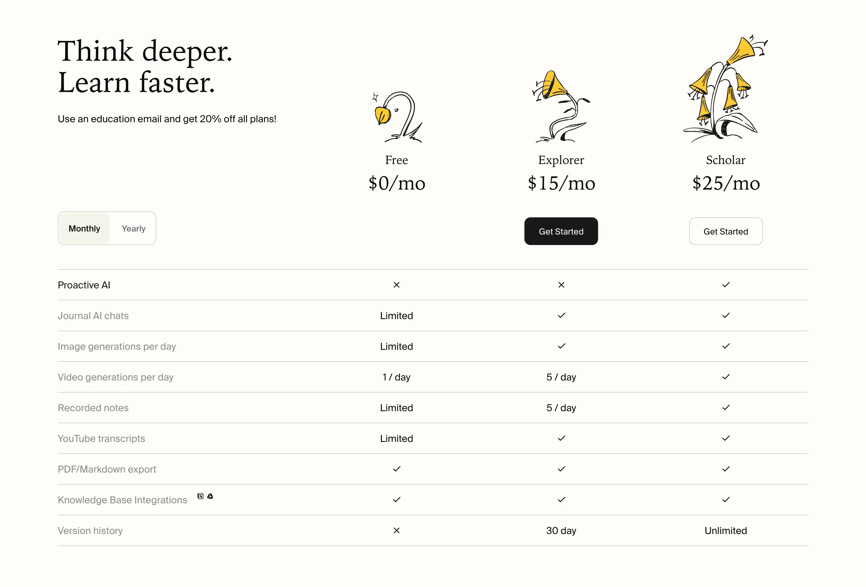 Opennote Subscription Pricing Design