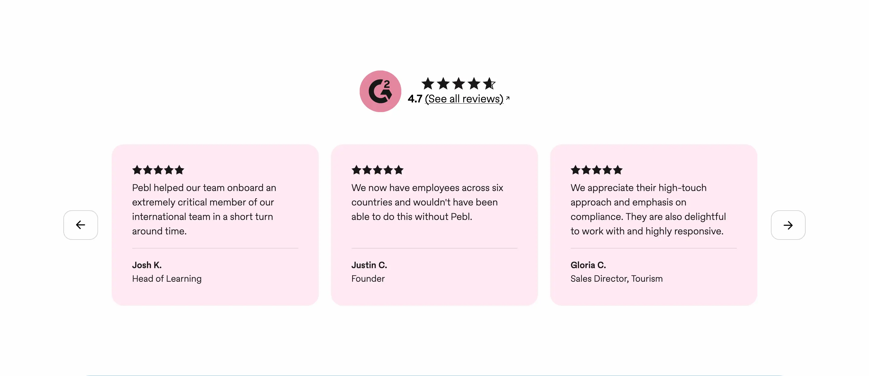 Pebl Client Feedback Testimonial Design