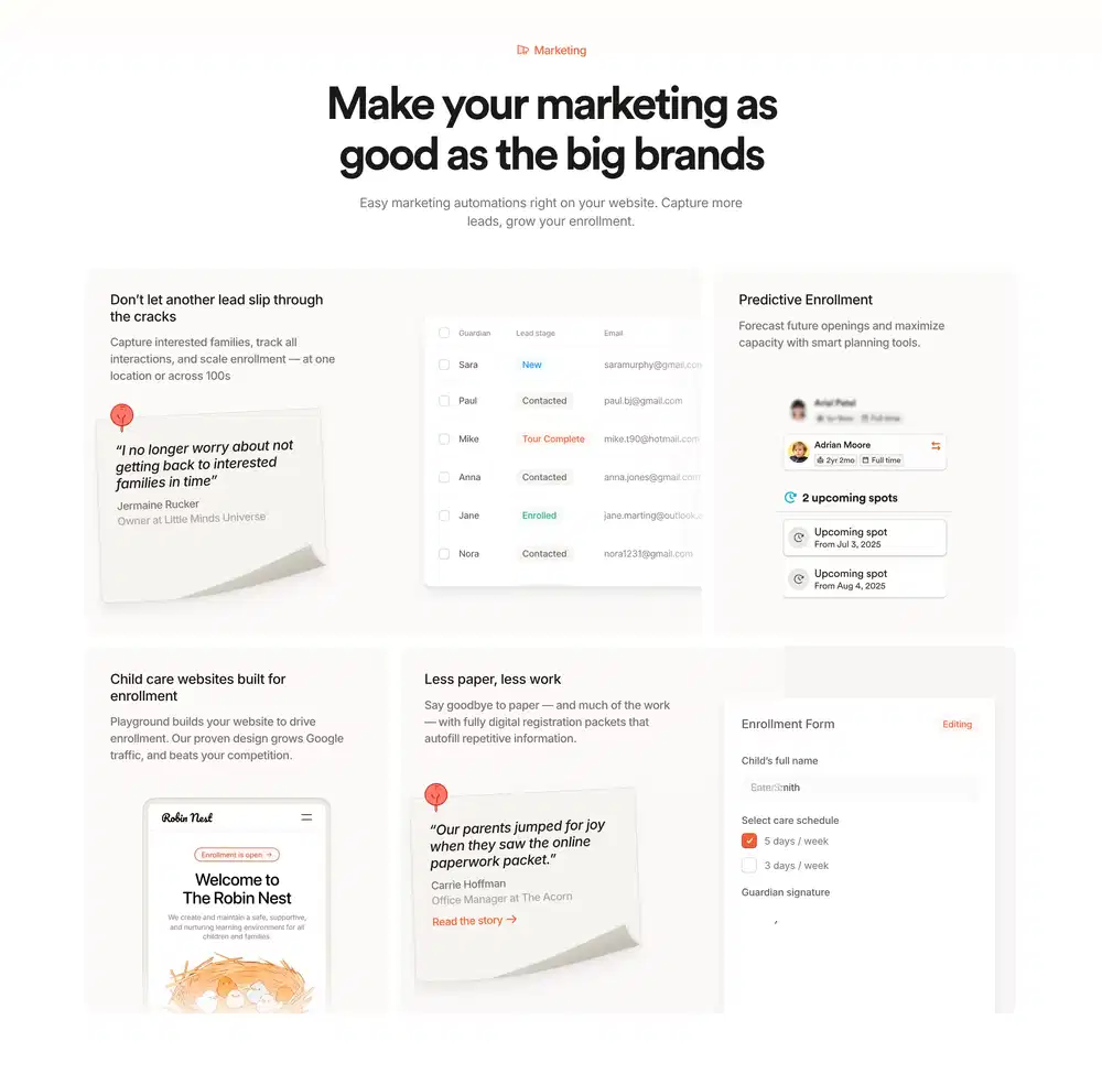 Playground Marketing Feature Design