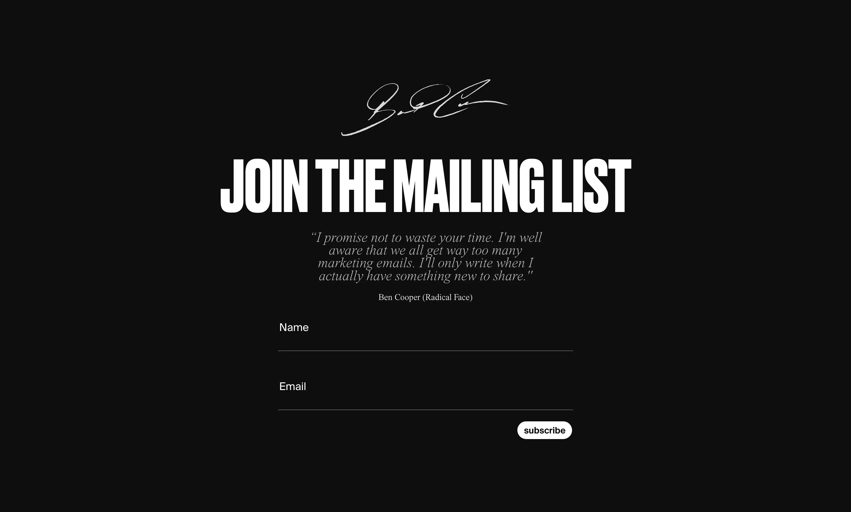 Radical Face Newsletter CTA Design