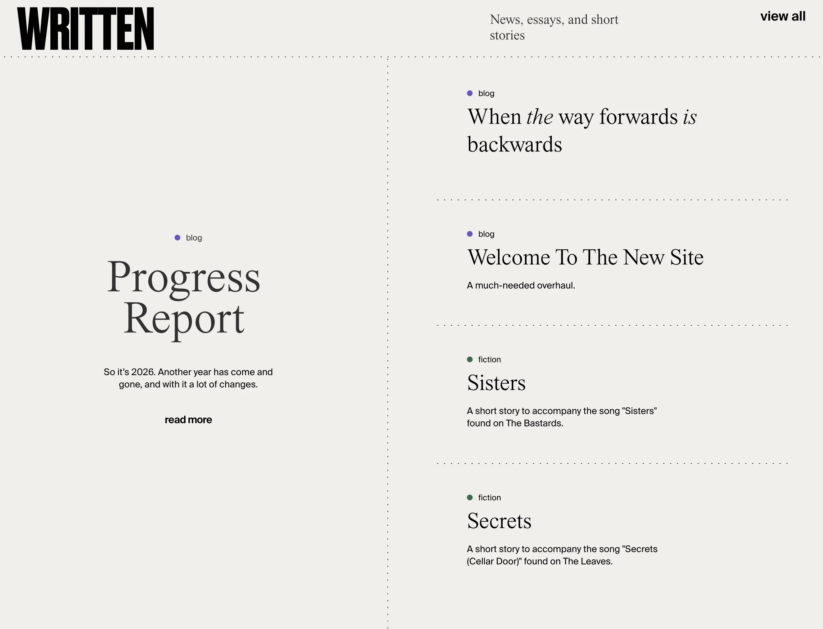 Radical Face Writing Blog Design