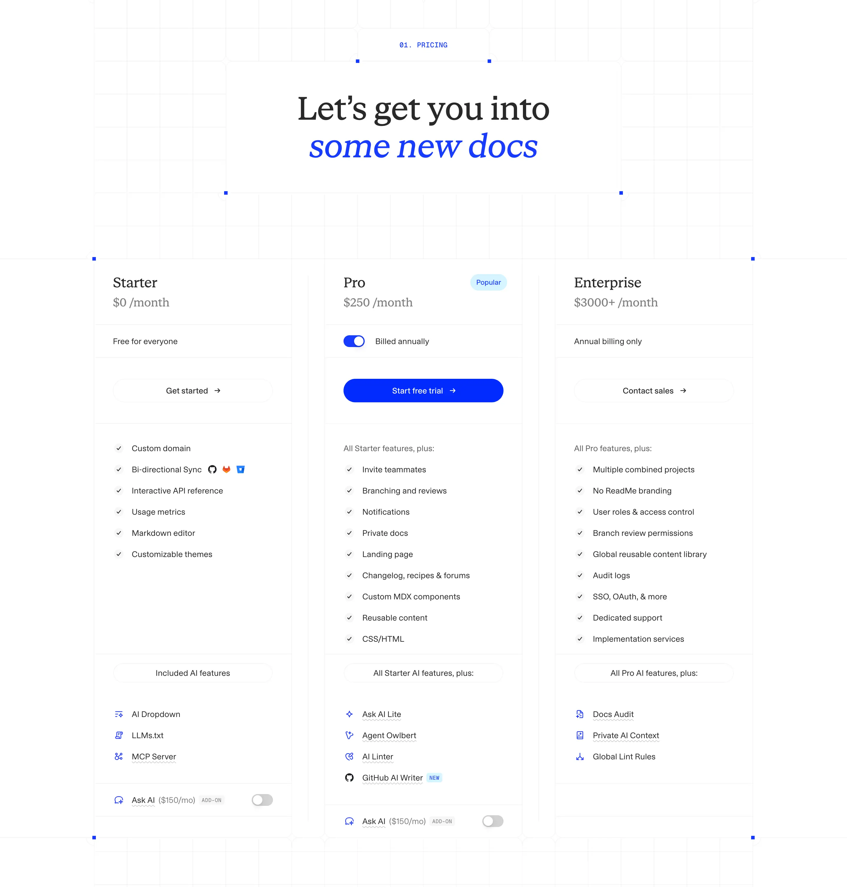 Readme Service Pricing Design