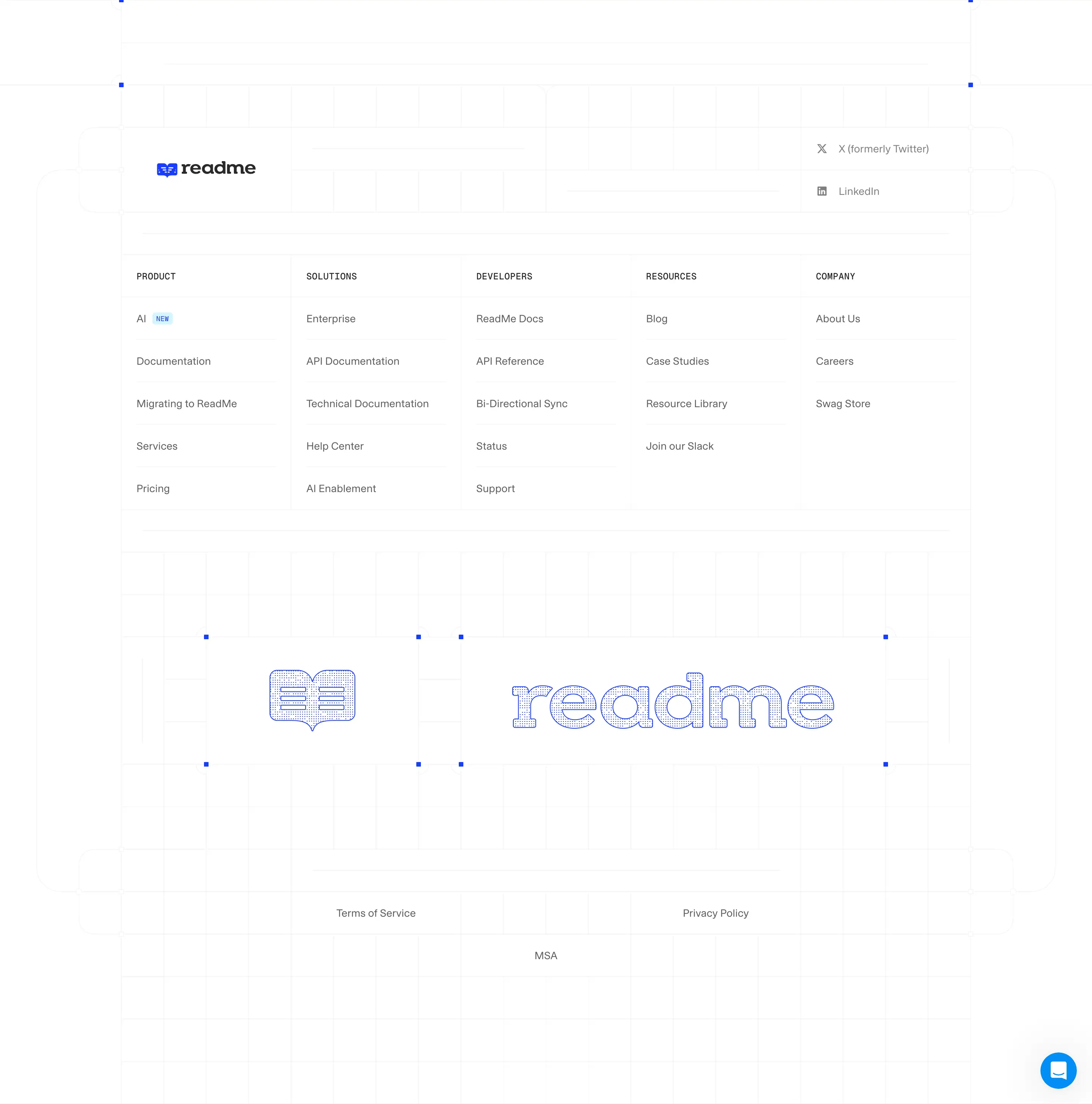 Readme Site Navigation Footer Design
