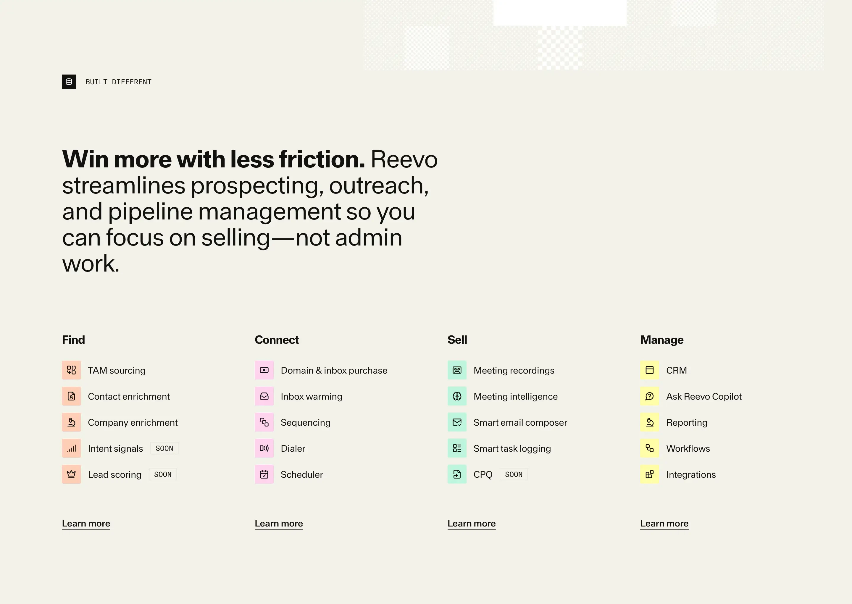 Reevo Feature Overview Feature Grid Design