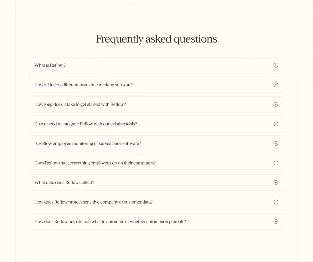 Reflow Support FAQ Design