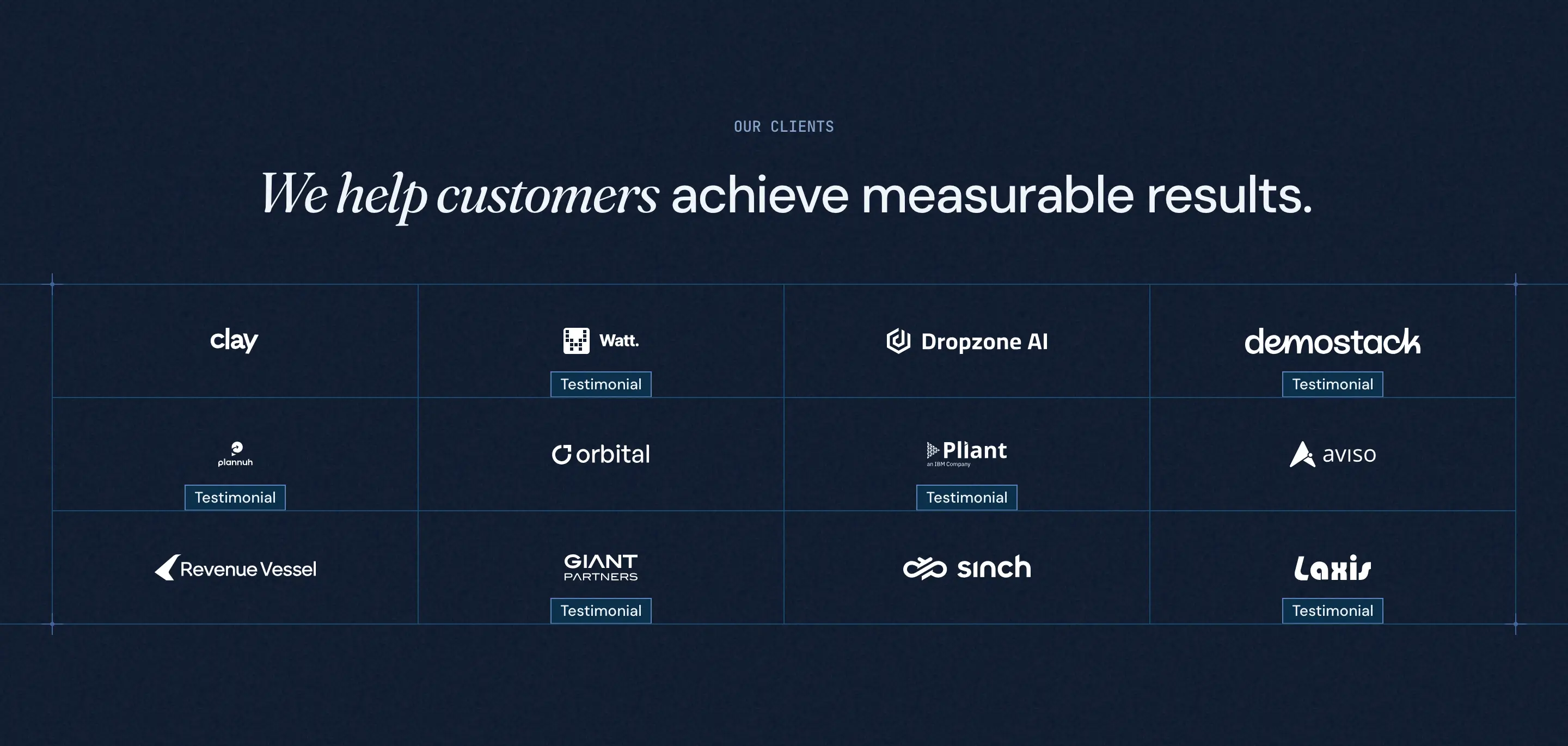 RevenueBase Client Logos Grid Design