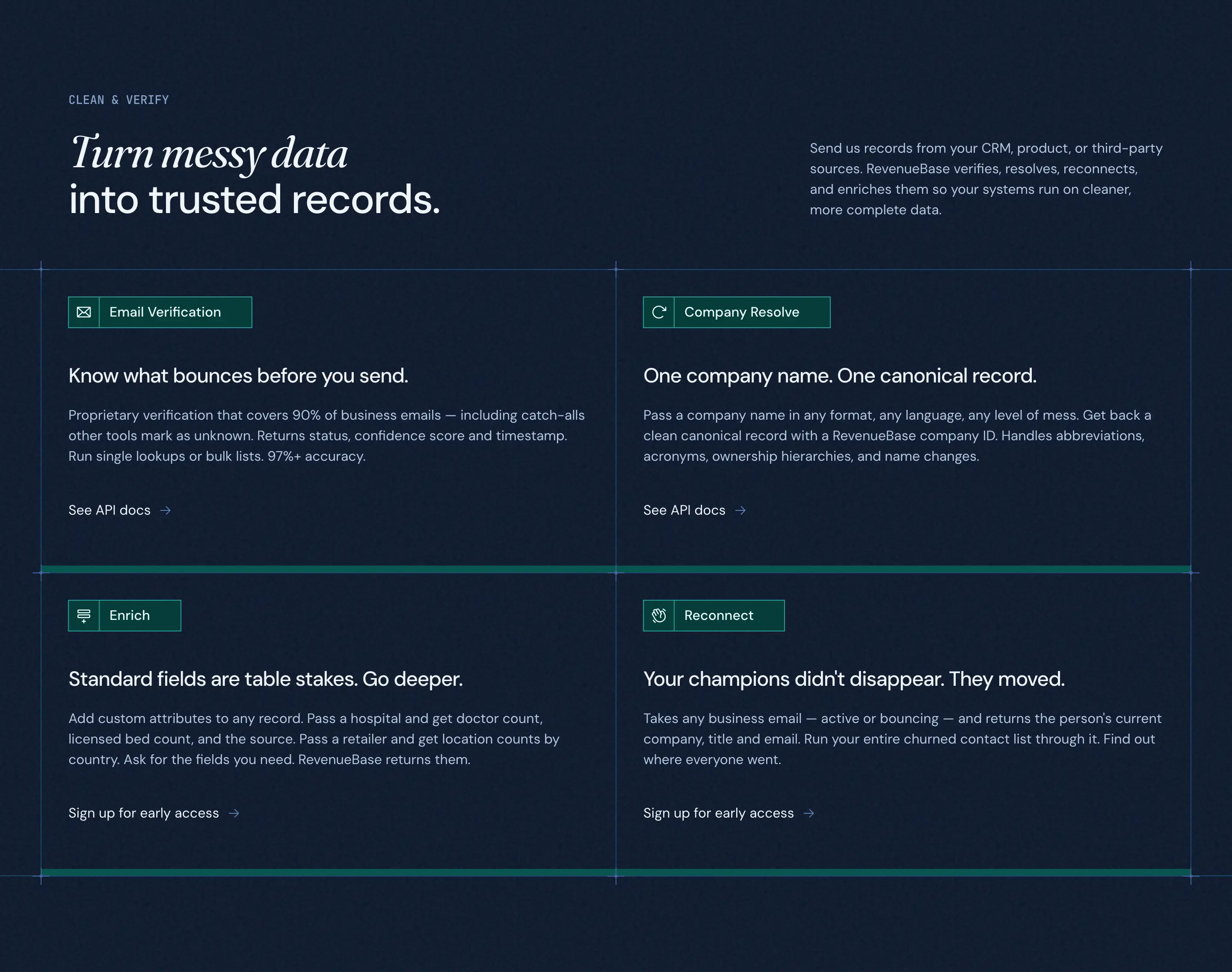 RevenueBase Data Processing Feature Grid Design