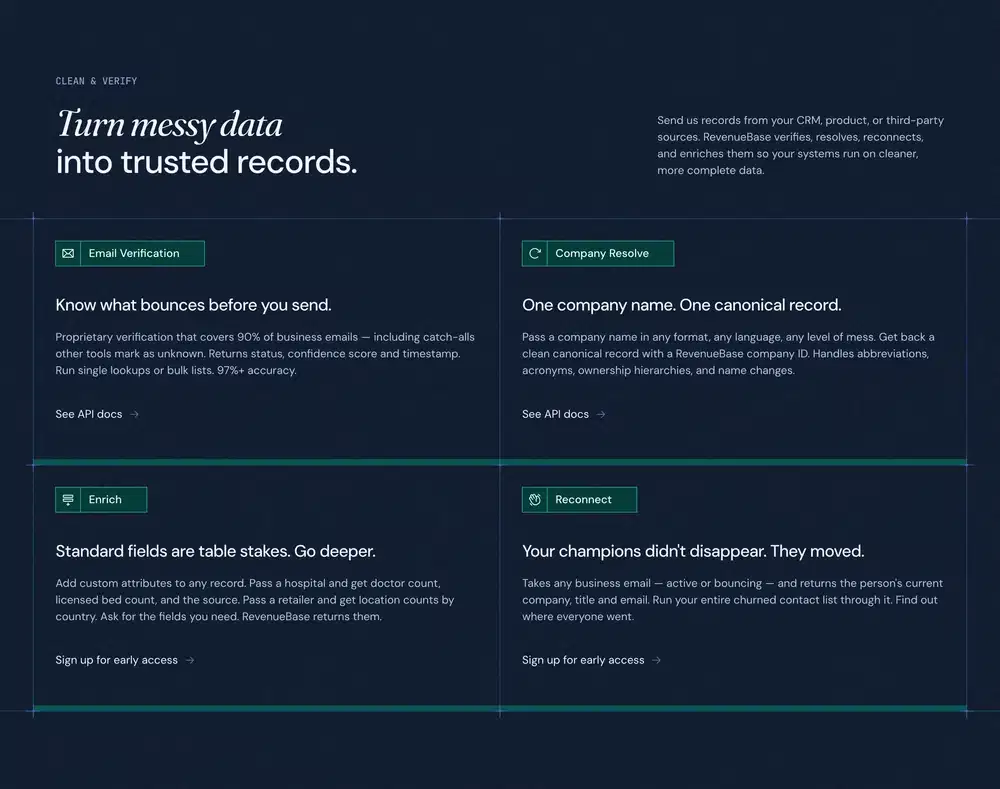 RevenueBase Data Processing Feature Grid Design