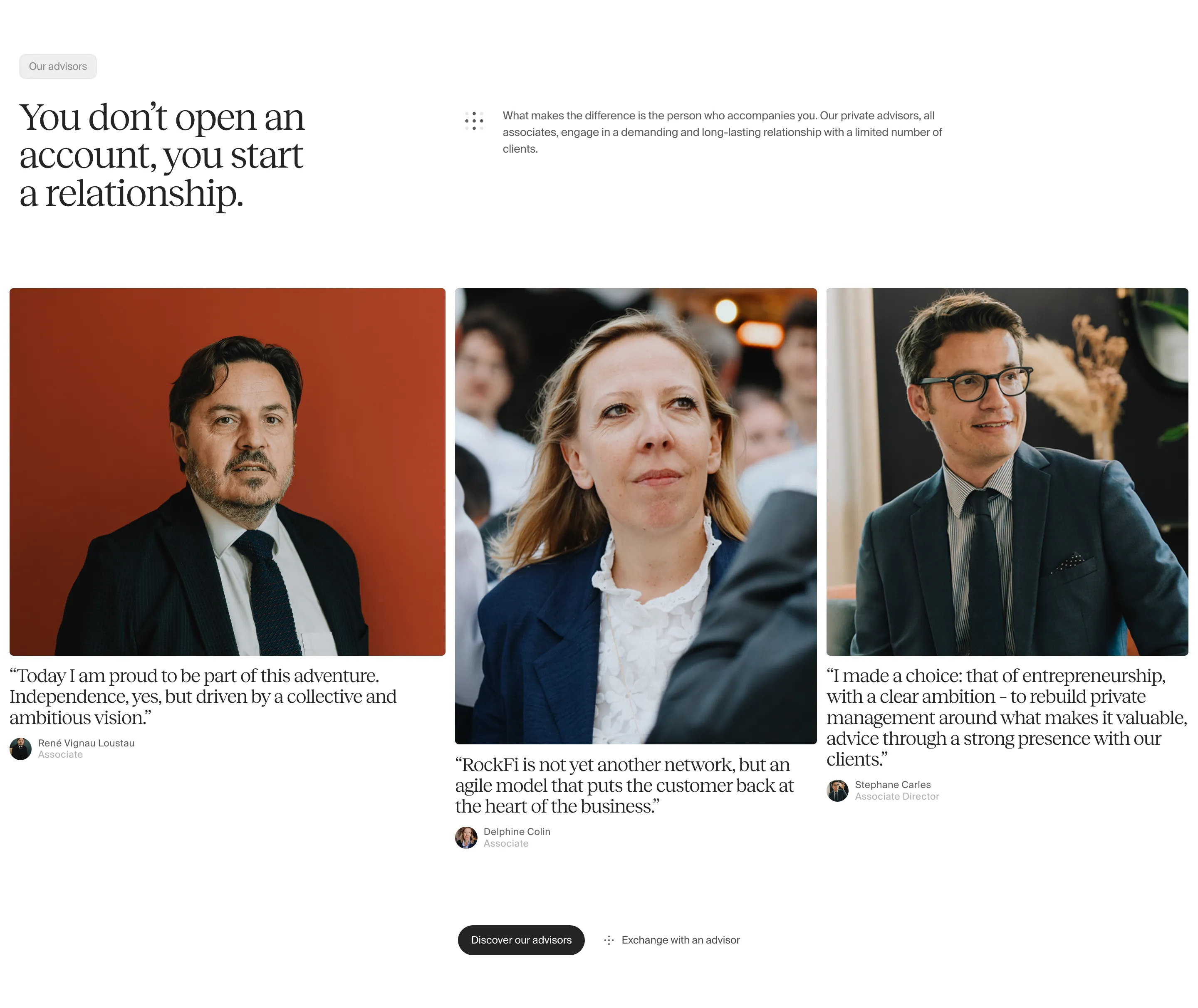 RockFi Advisors Testimonials Design