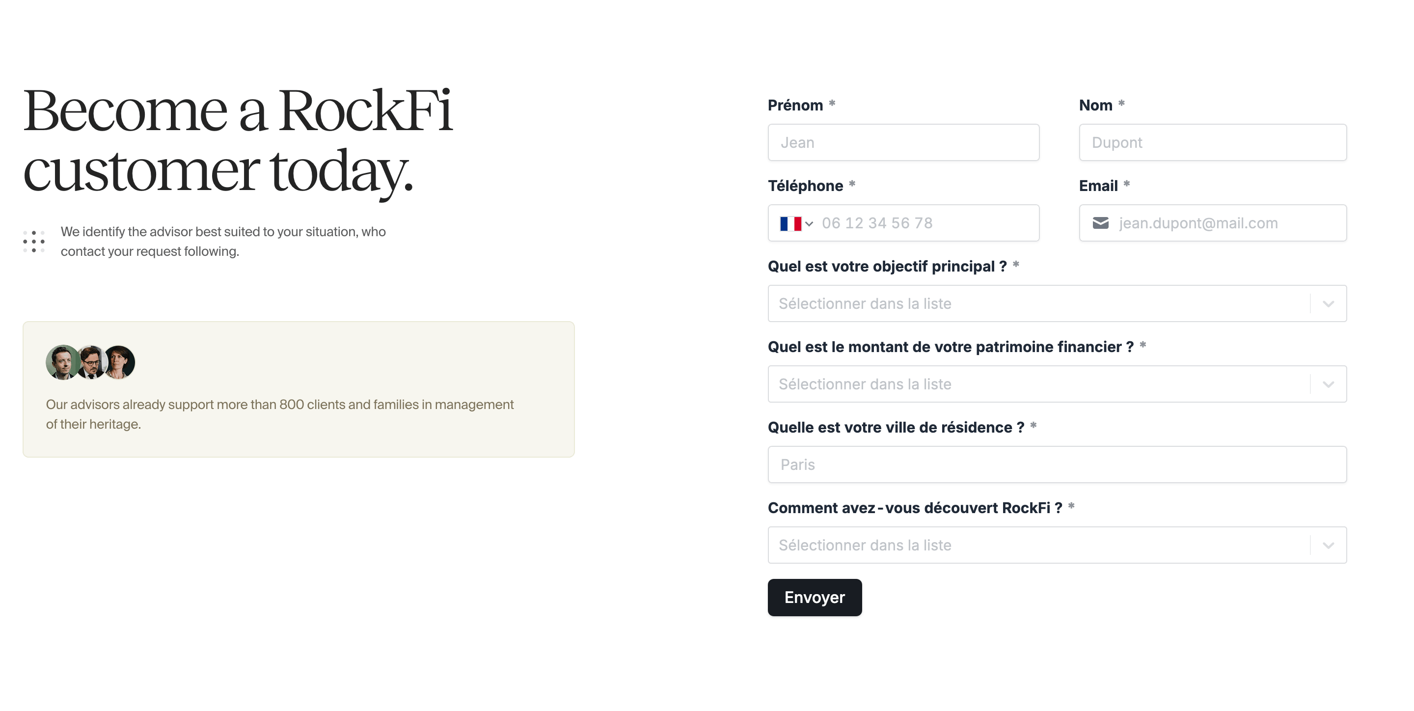 RockFi Contact Form Design
