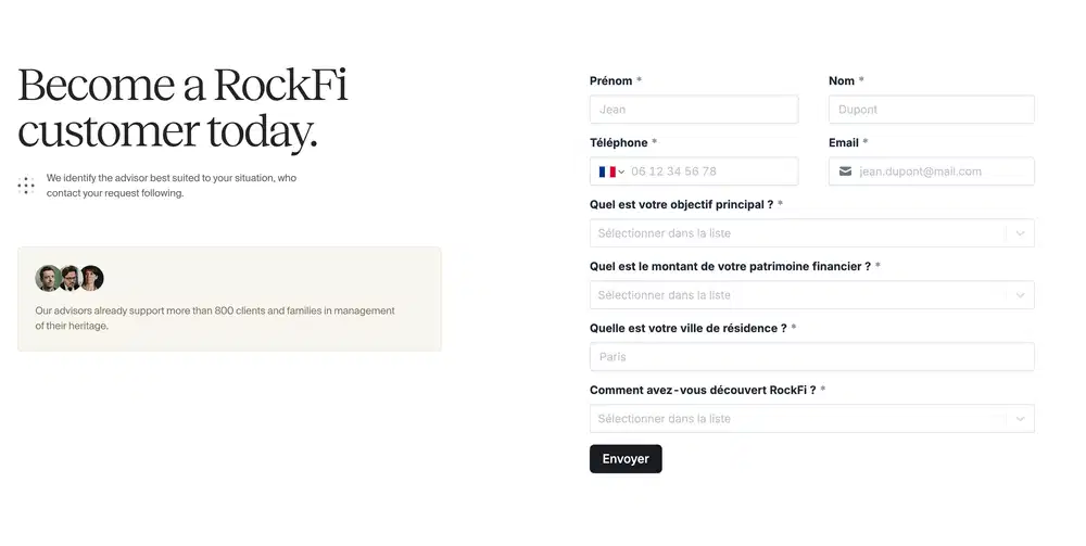 RockFi Contact Form Design