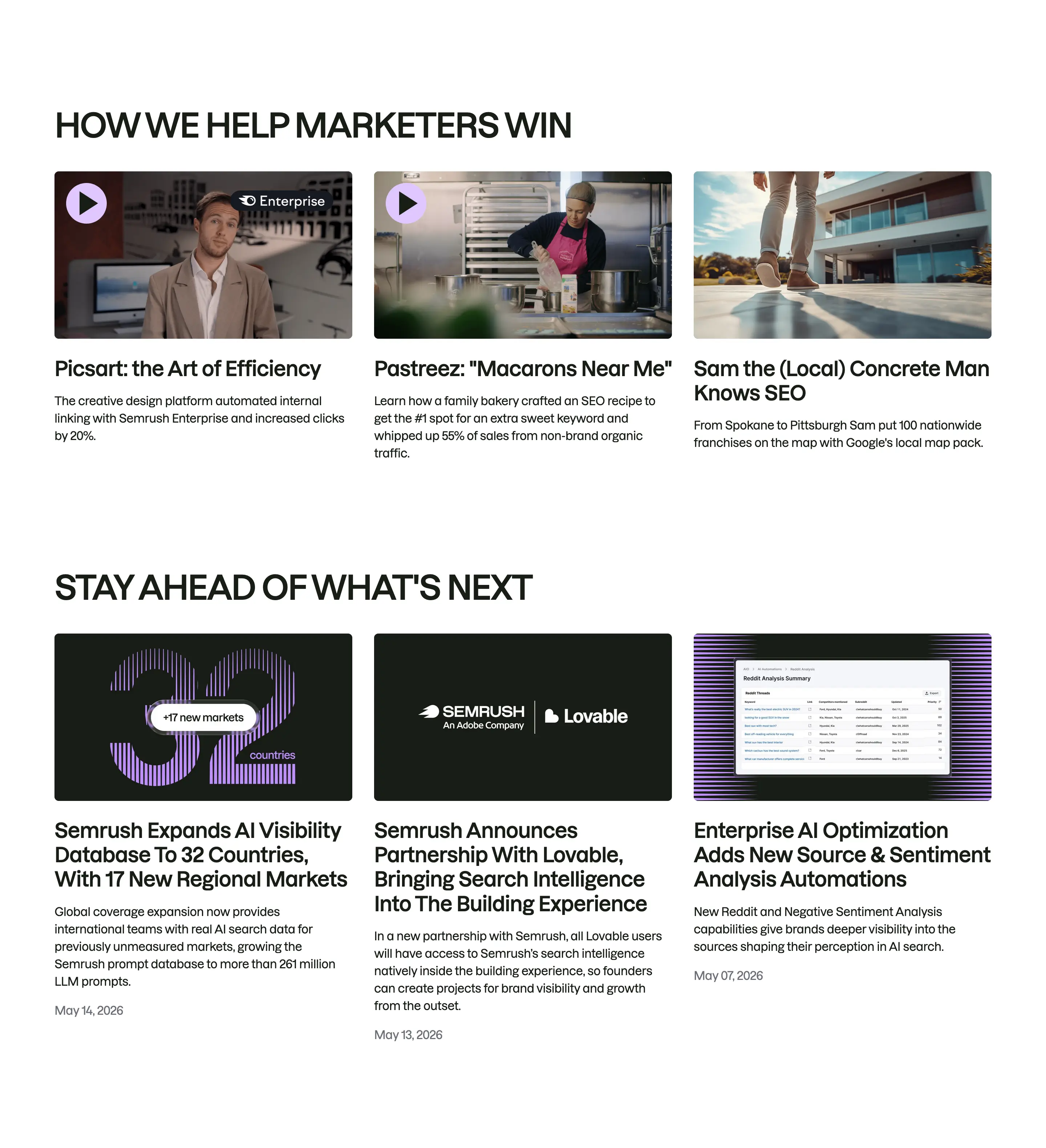 Semrush Customer Success Blog Grid Design