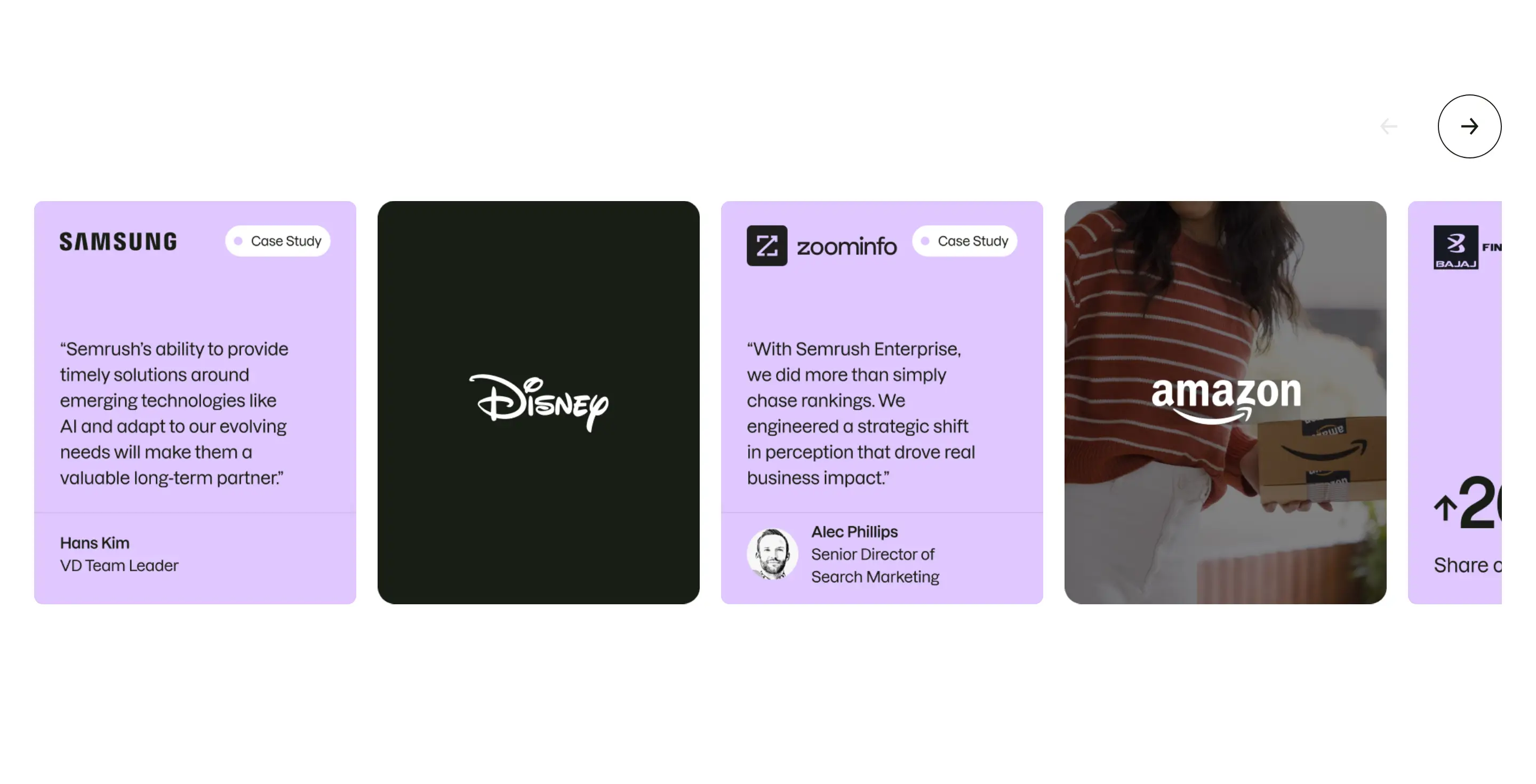 Semrush Customer Testimonial Carousel Design