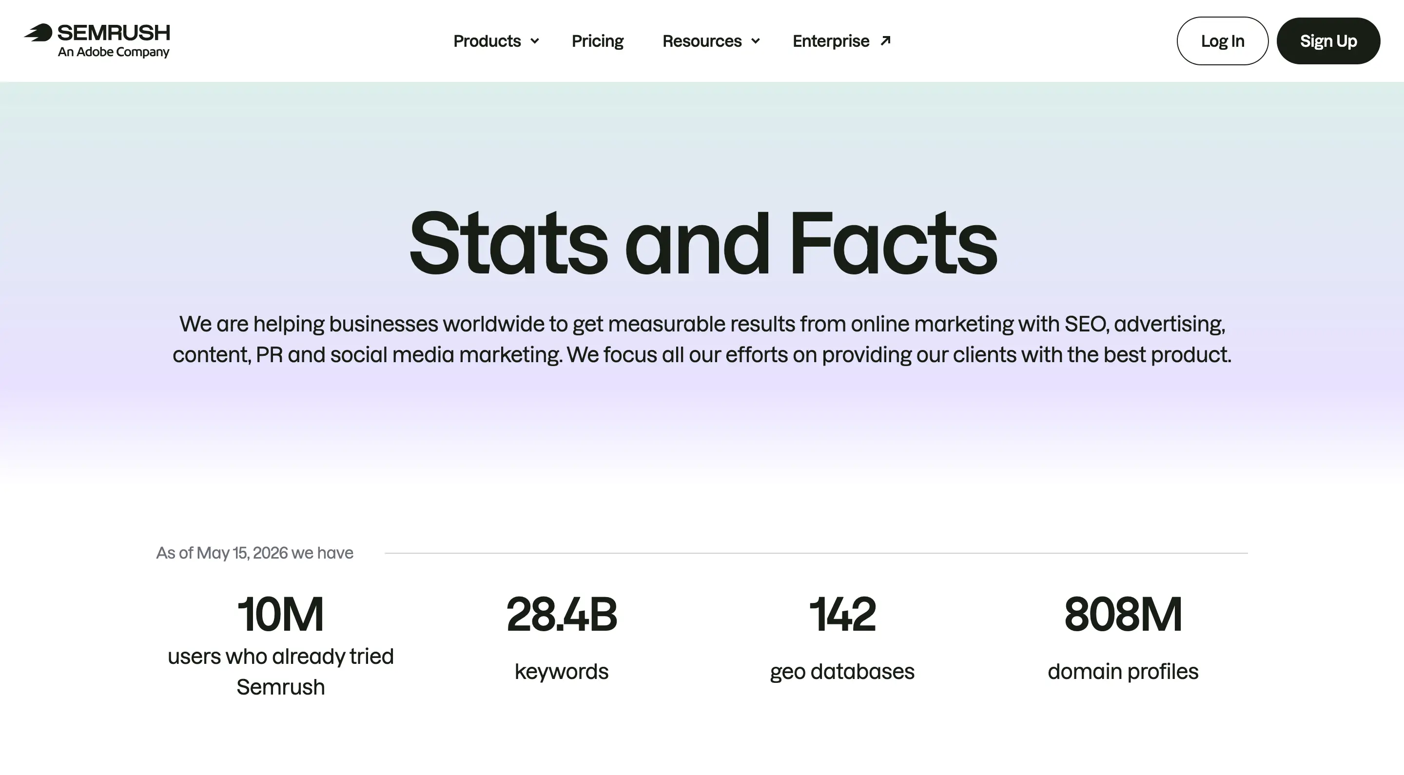 Semrush Metrics Hero Design