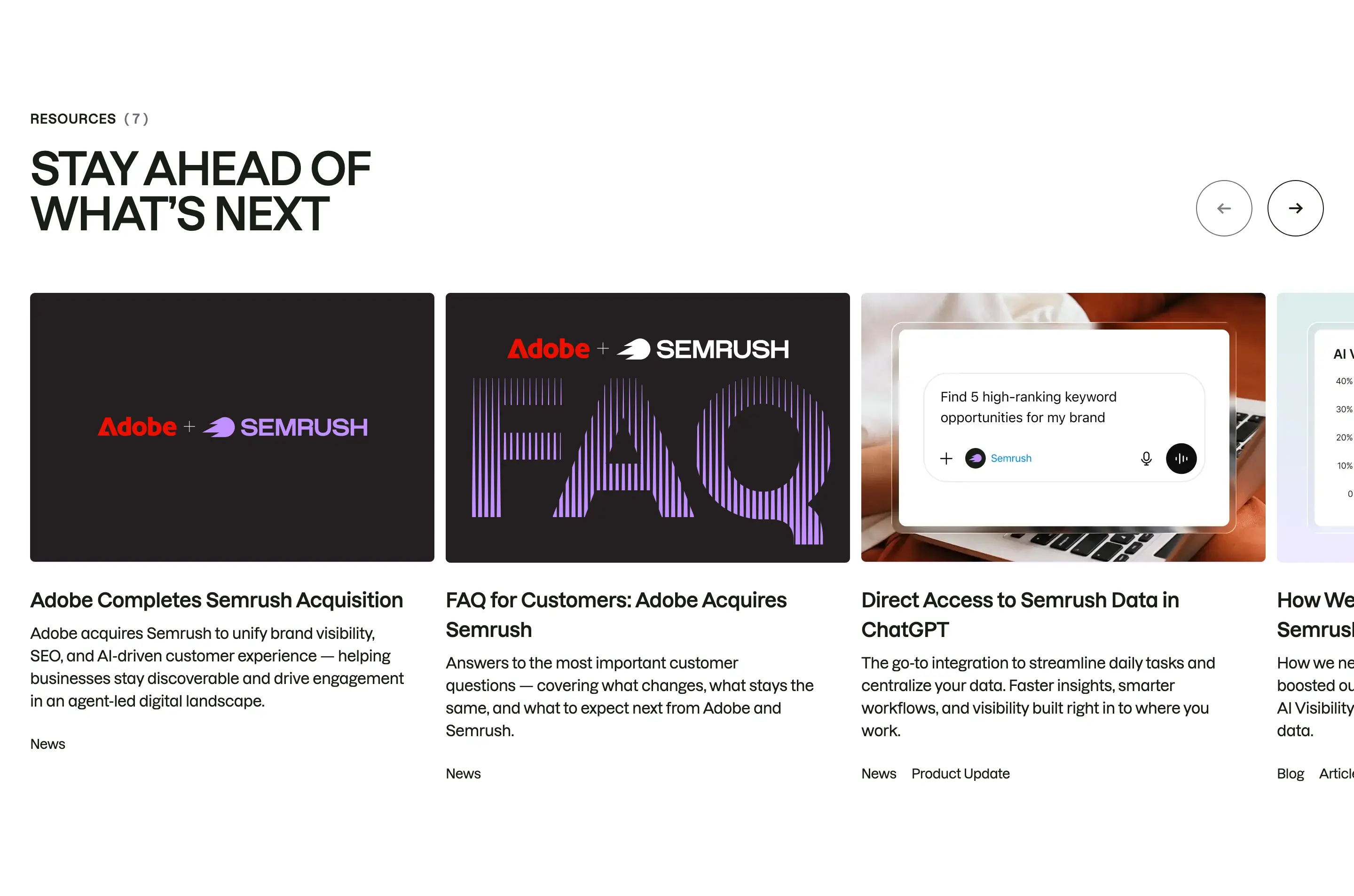 Semrush Resources Blog Carousel Design