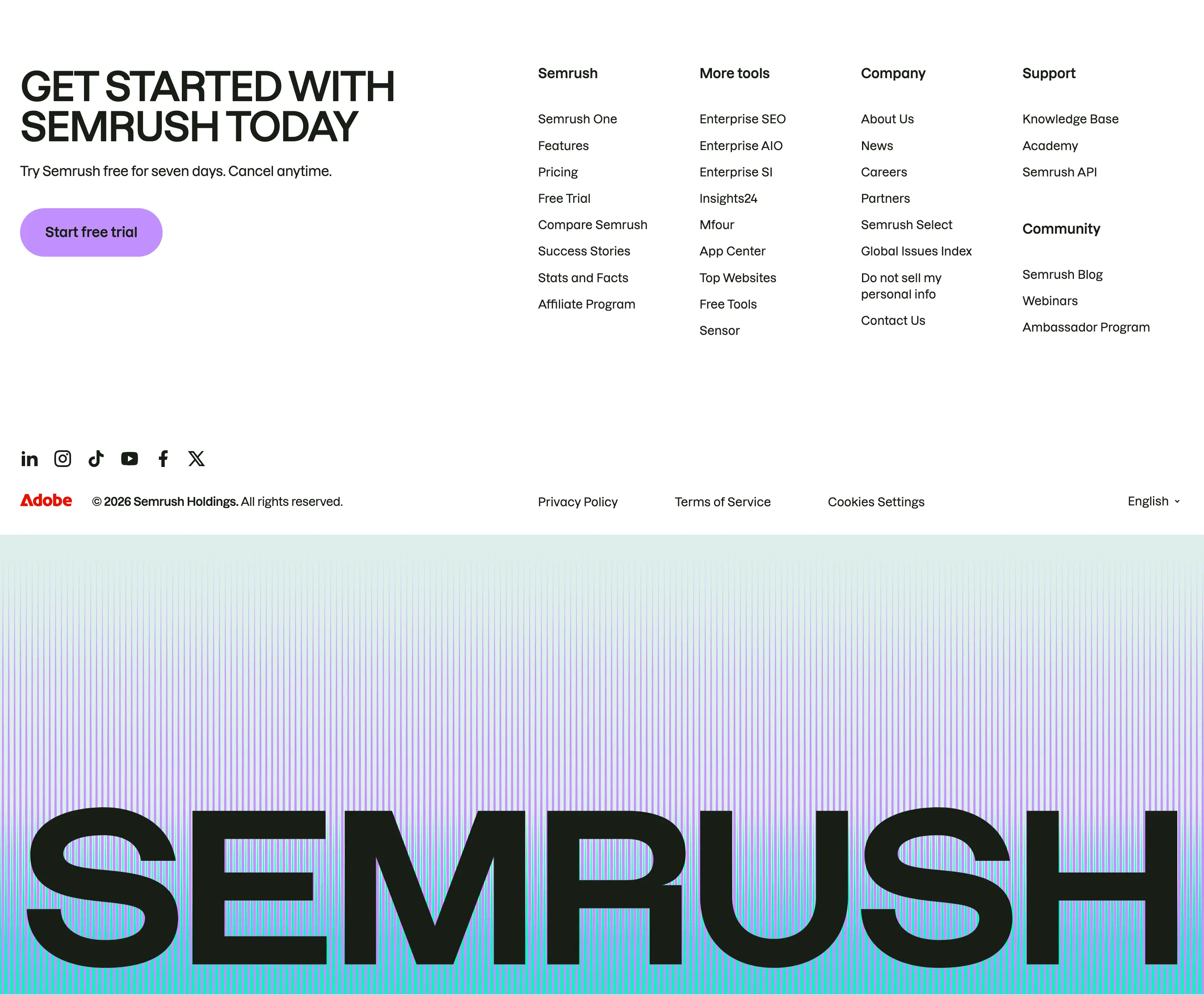 Semrush Site Footer Design
