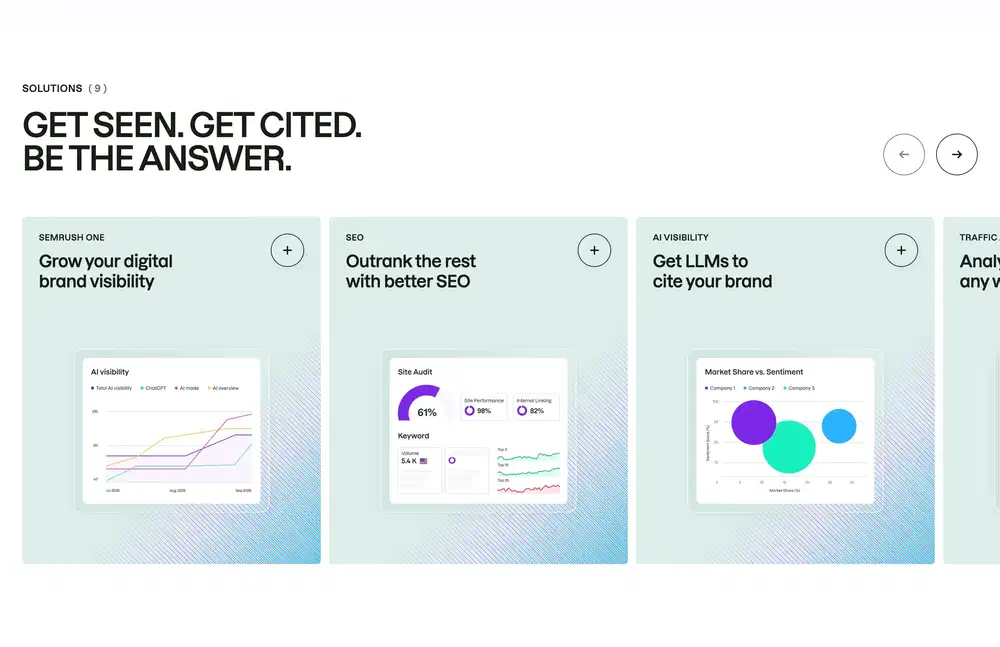 Semrush Solutions Carousel Design