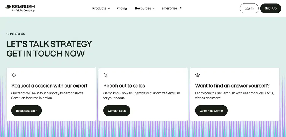 Semrush Support Contact Design