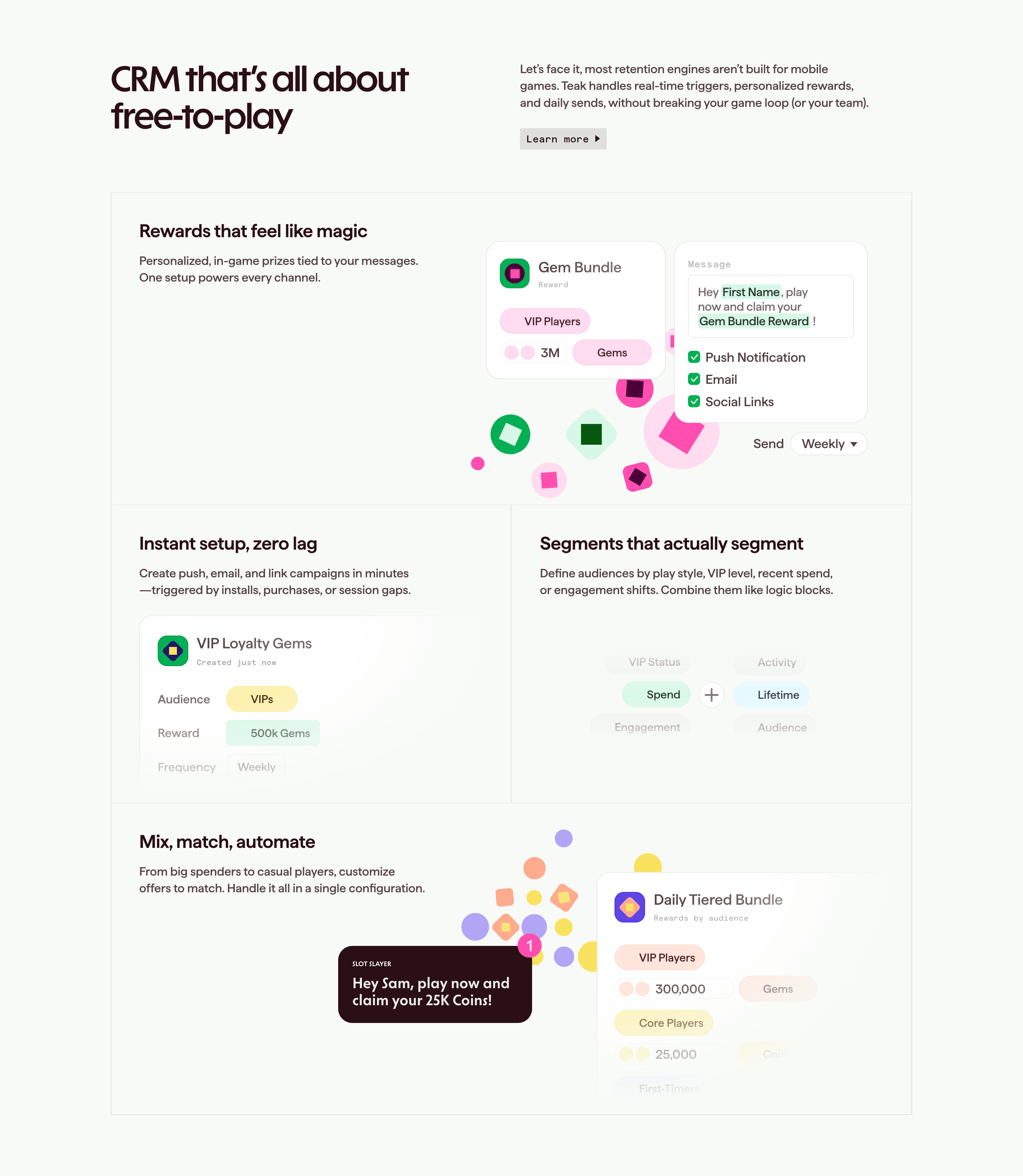Teak Rewards Feature Grid Design