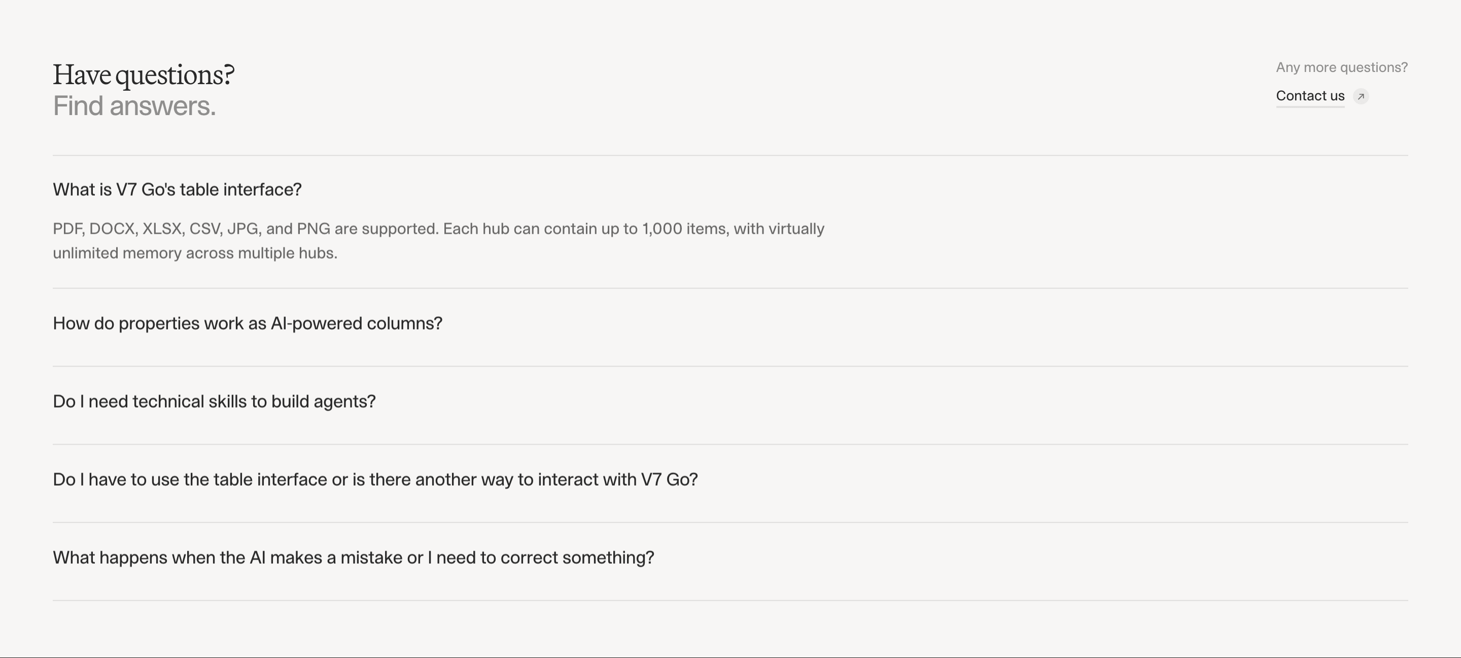 V7 Product FAQ Design